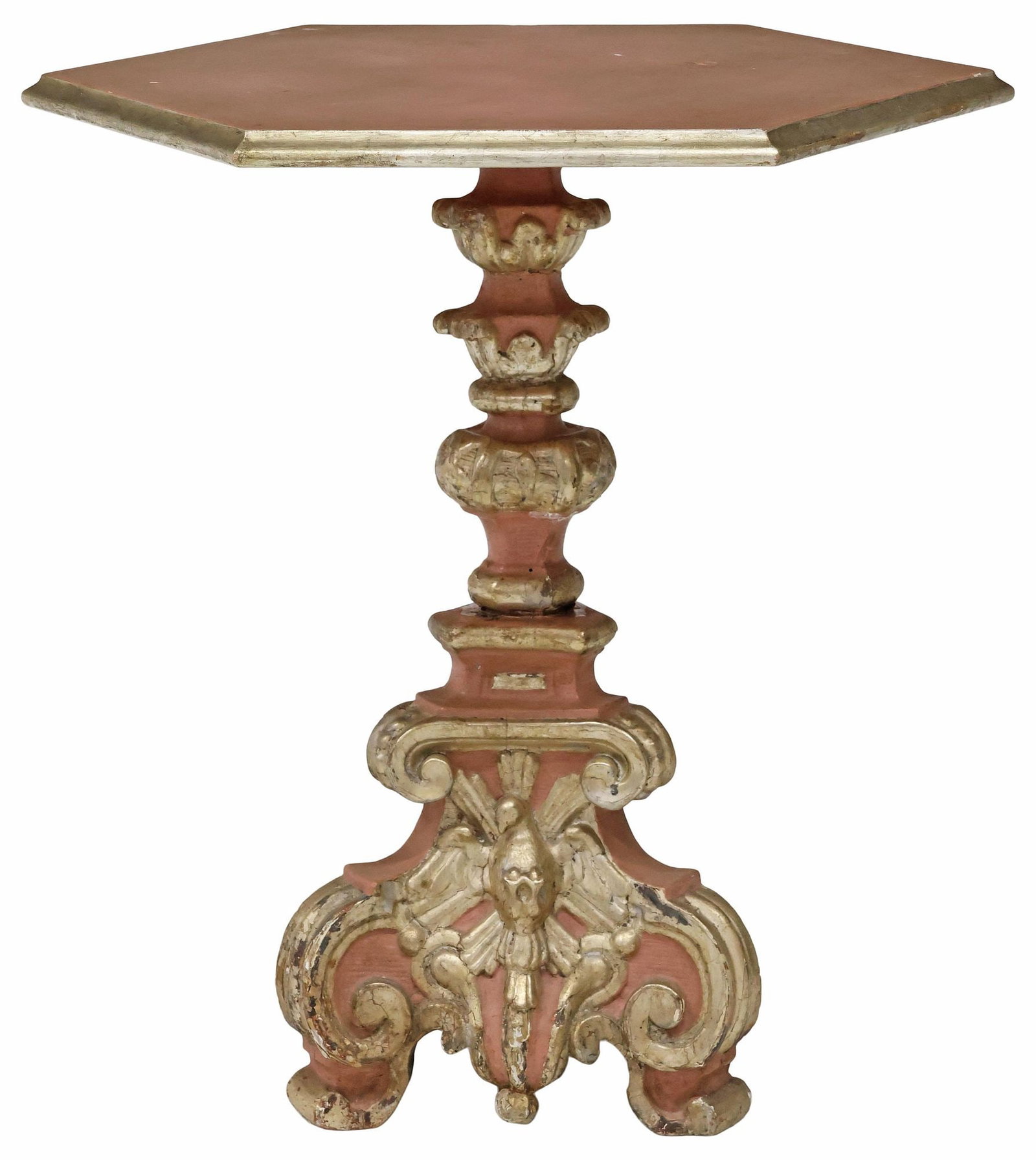 ITALIAN BAROQUE STYLE SILVERED & PAINTED SIDE TABLE (1 of 4)