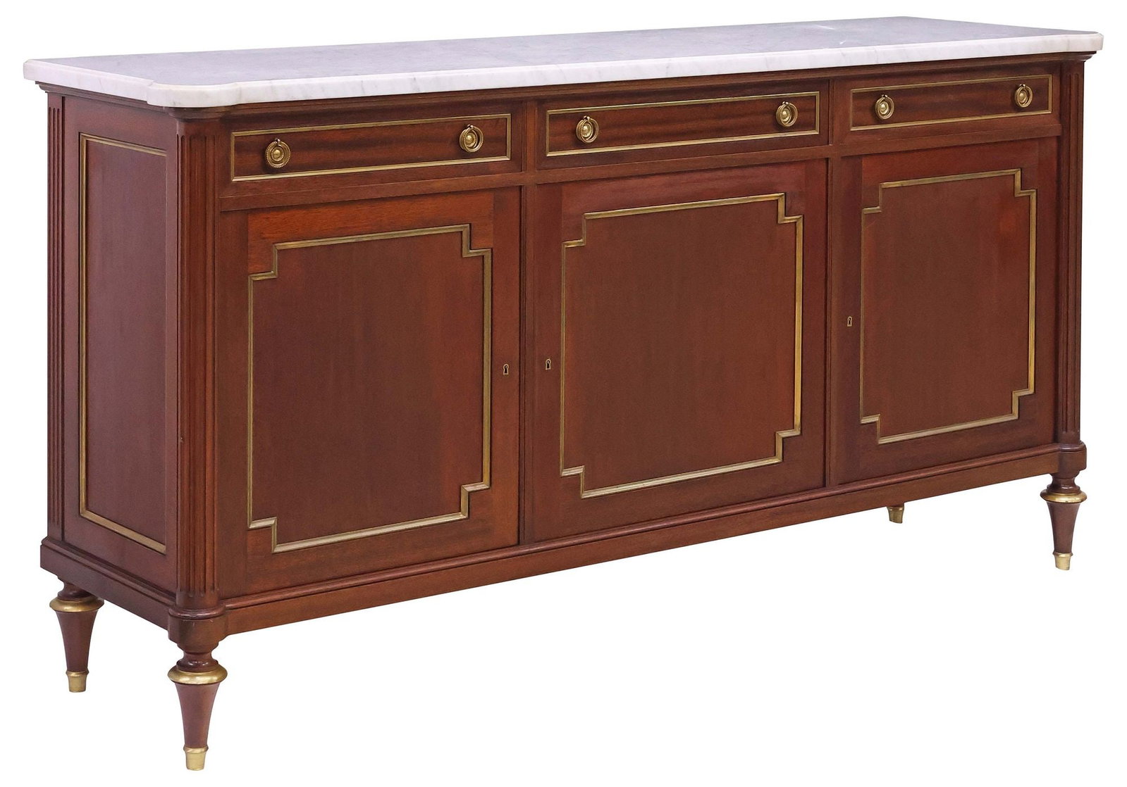 MAISON HIRCH LOUIS XVI STYLE MARBLE-TOP MAHOGANY SIDEBOARD (1 of 7)