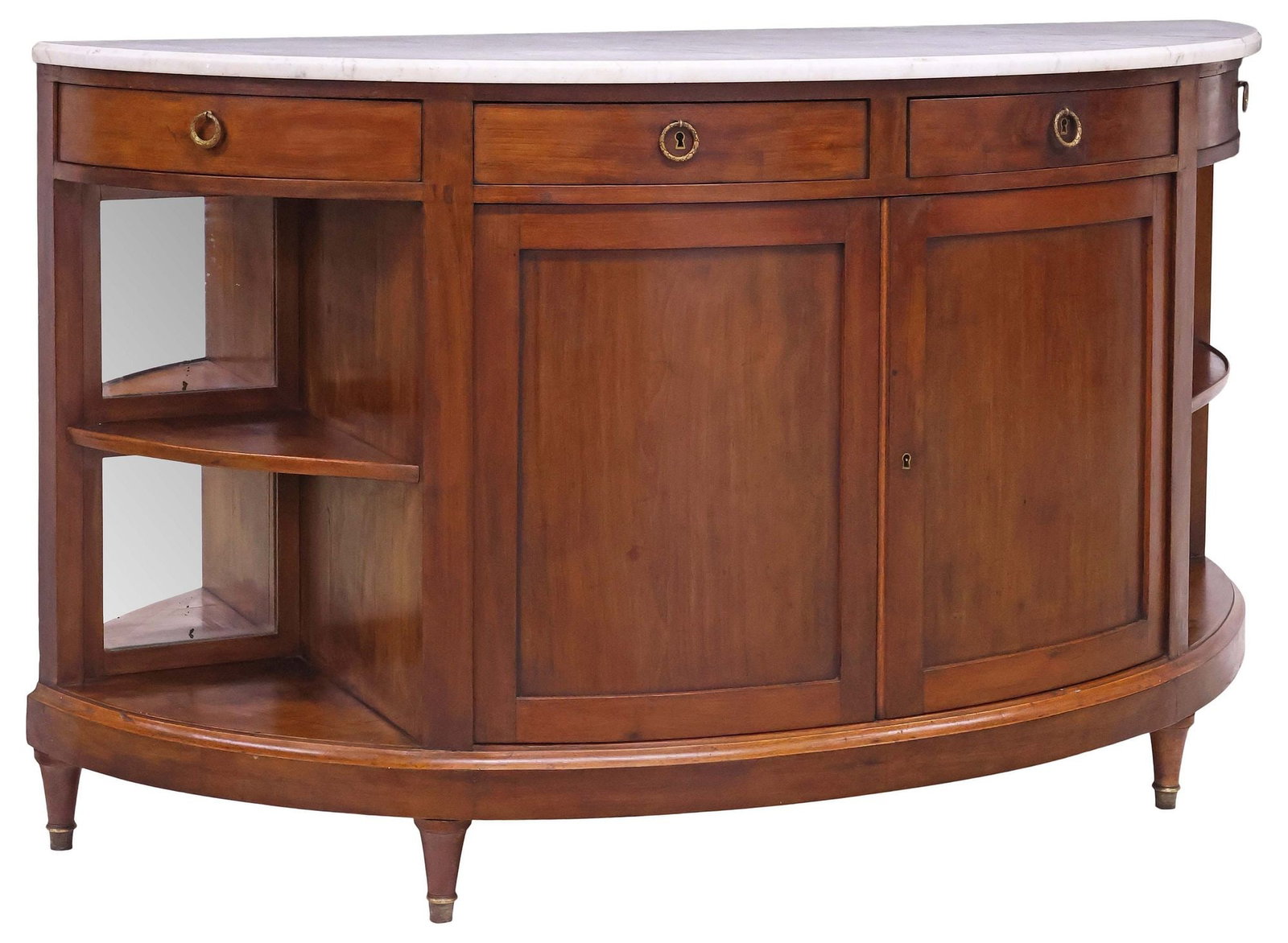 FRENCH LOUIS XVI STYLE DEMILUNE MARBLE-TOP MAHOGANY SIDEBOARD (1 of 6)