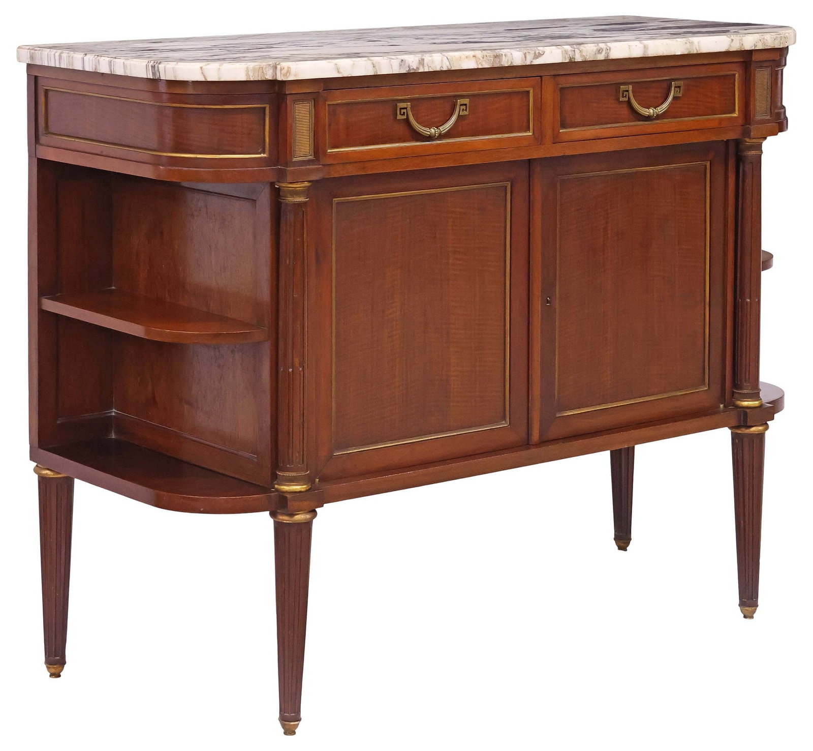 FRENCH LOUIS XVI STYLE MARBLE-TOP MAHOGANY SERVER (1 of 6)