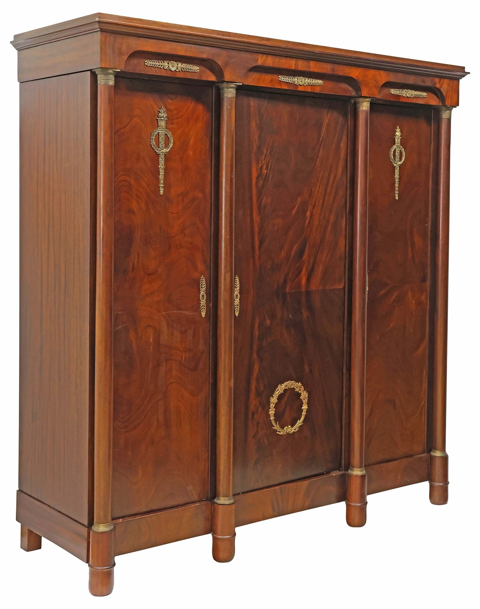FRENCH EMPIRE STYLE FIGURED MAHOGANY WARDROBE (1 of 5)