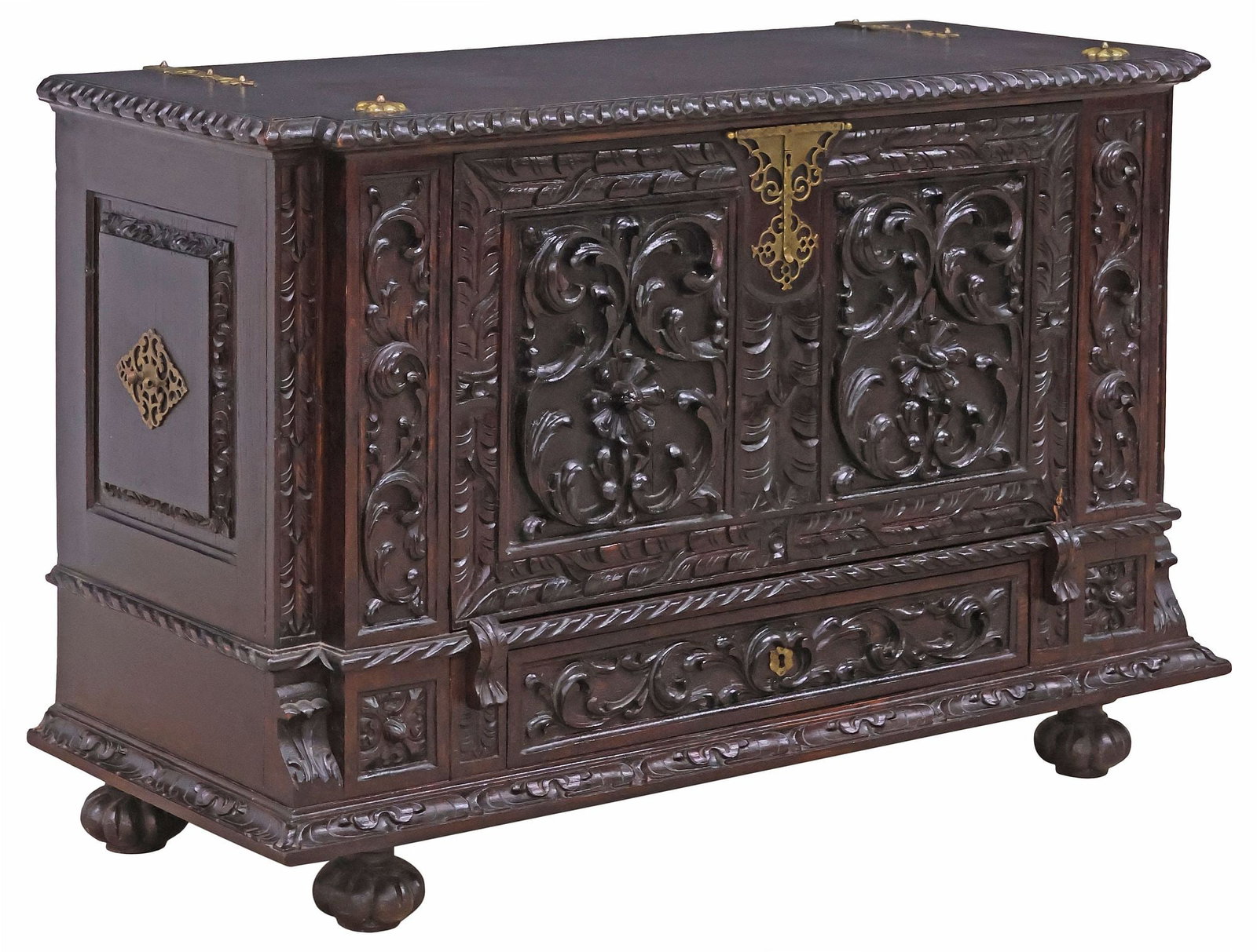SPANISH RENAISSANCE REVIVAL CARVED WALNUT VARGUENO (1 of 6)