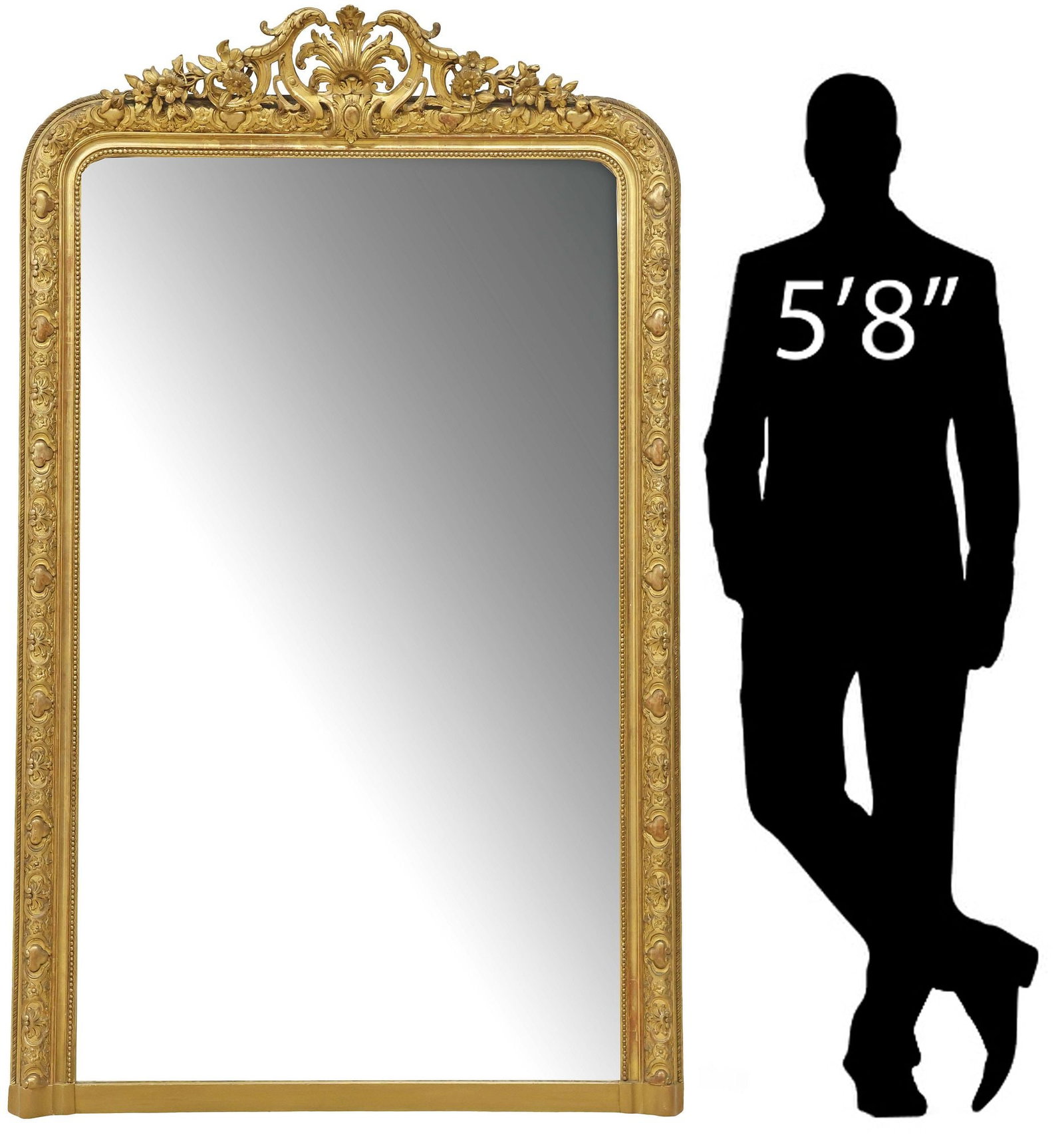 MONUMENTAL FRENCH CHARLES X PERIOD GILTWOOD MIRROR, 74"H (1 of 4)