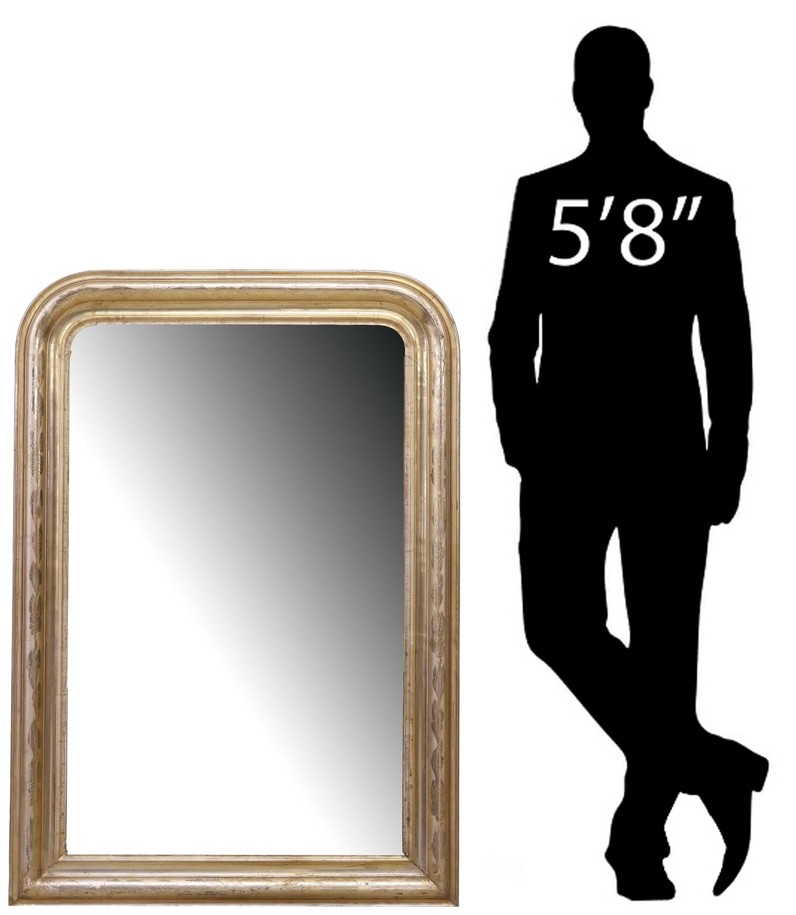 FRENCH LOUIS PHILIPPE PERIOD INCISED GILTWOOD MIRROR, 48.5" X 34" (1 of 4)