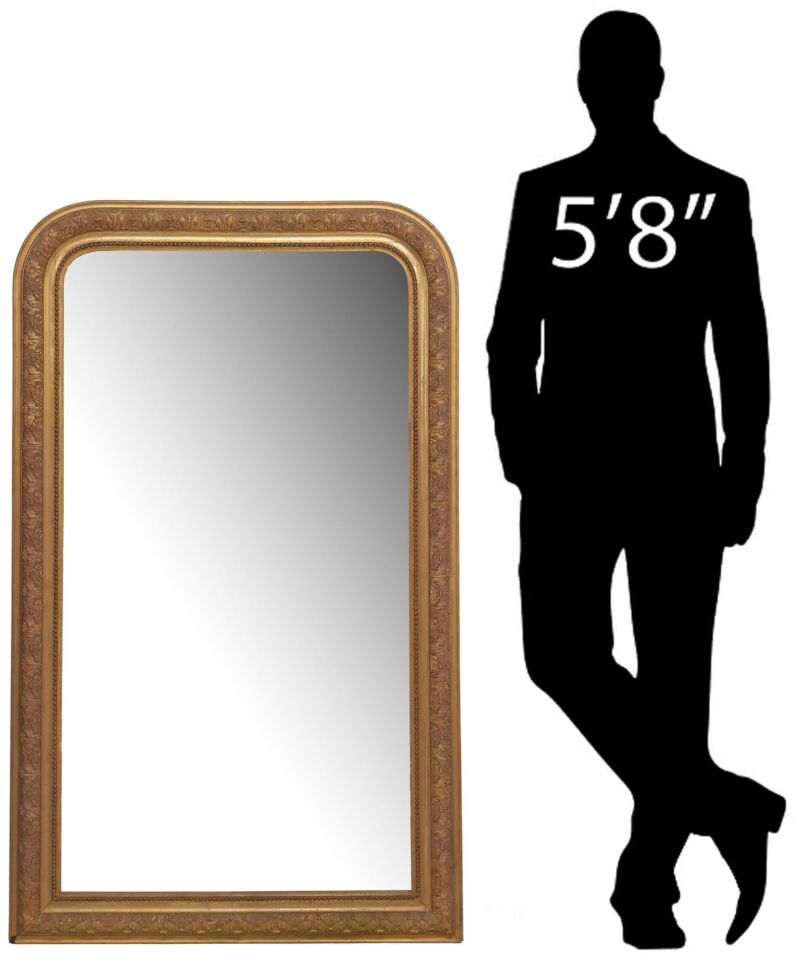 FRENCH LOUIS PHILIPPE PERIOD FOLIATED GILTWOOD MIRROR, 54.25"H (1 of 4)