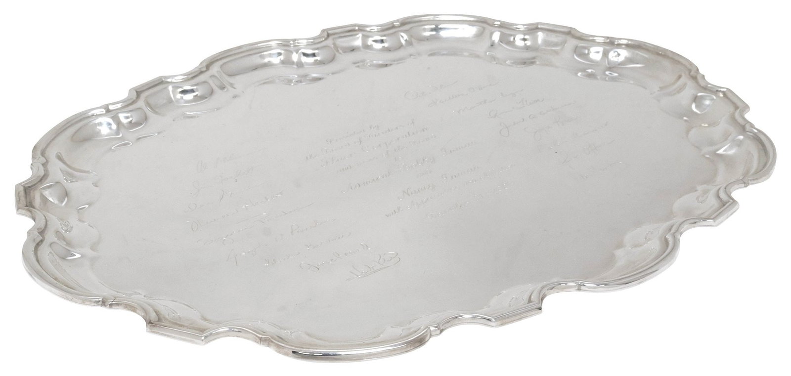 TIFFANY & COMPANY ENGRAVED STERLING SILVER PRESENTATION TRAY, 42.18OZT (1 of 6)