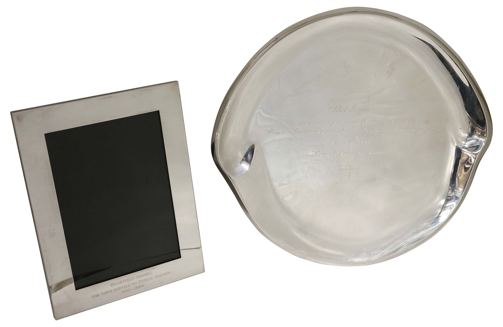 (2) TIFFANY & CO. INSCRIBED STERLING SILVER SERVICE TRAY & PICTURE FRAME (1 of 6)