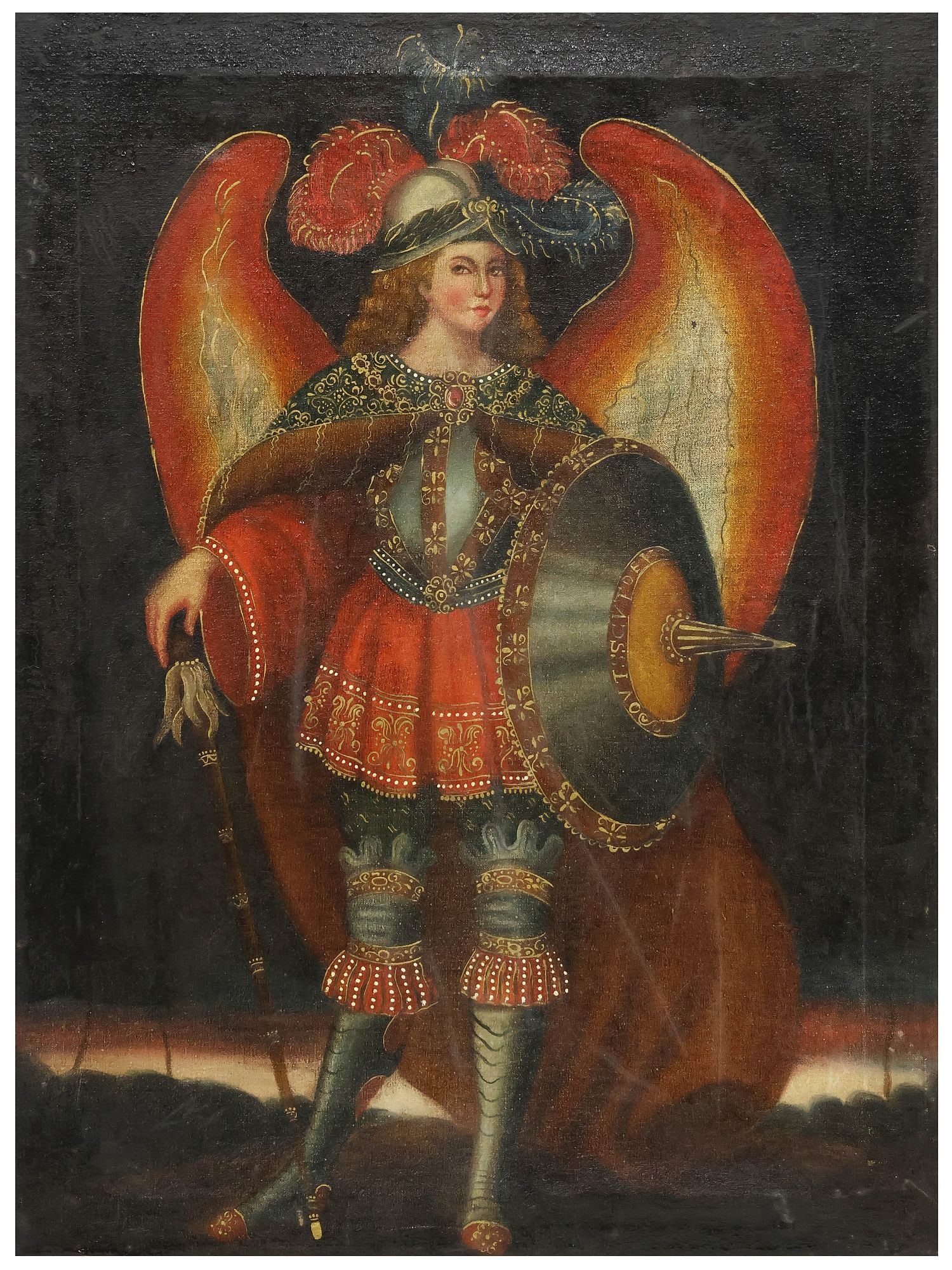 CUZCO STYLE PAINTING AFTER FRANCISCO DE ZURBARAN (D.1664), ARCHANGEL MICHAEL (1 of 4)