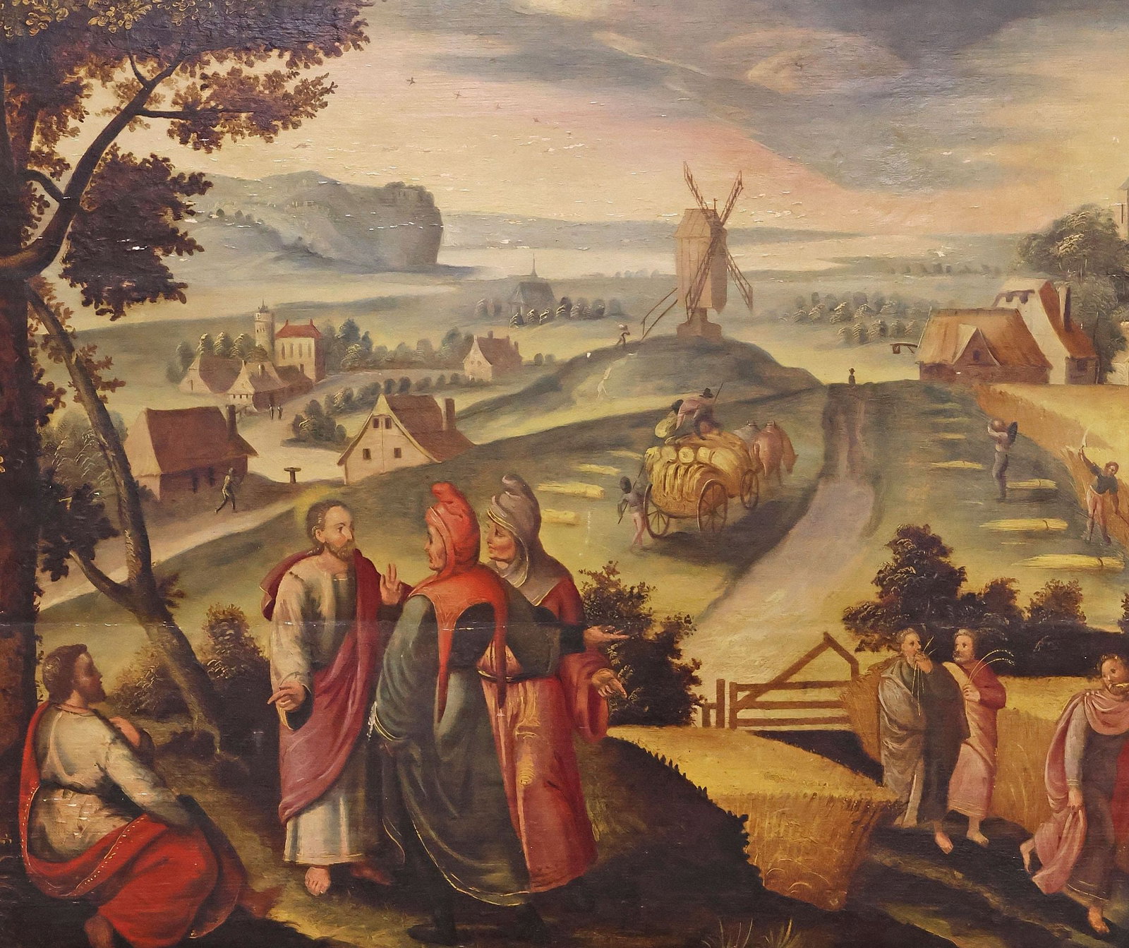 FLEMISH SCHOOL (18TH C.) BIBLICAL PAINTING, CHRIST IN THE GRAIN FIELD (1 of 4)