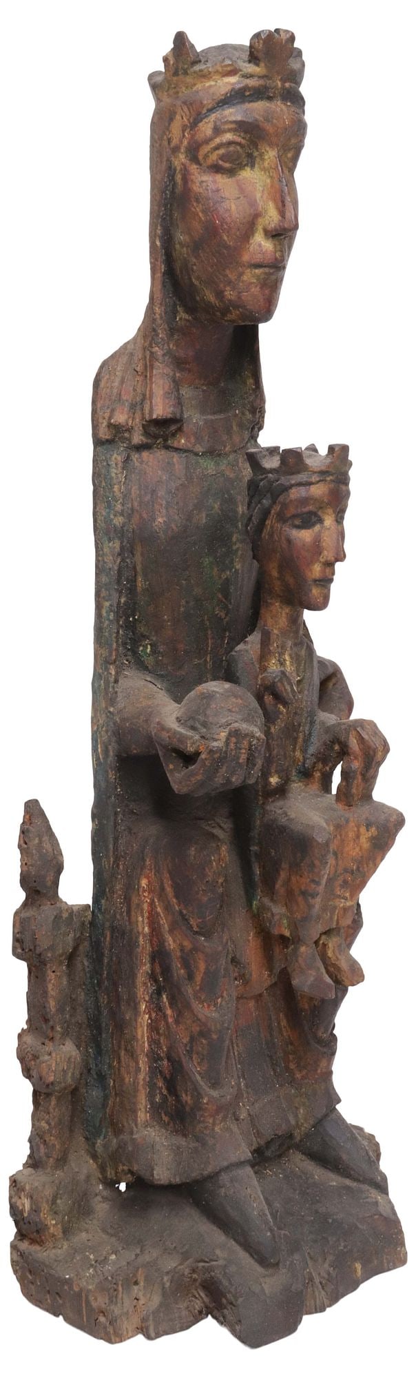 SPANISH ROMANESQUE CARVED WOOD SANTO FIGURE, OUR LADY OF MONTSERRAT (1 of 6)