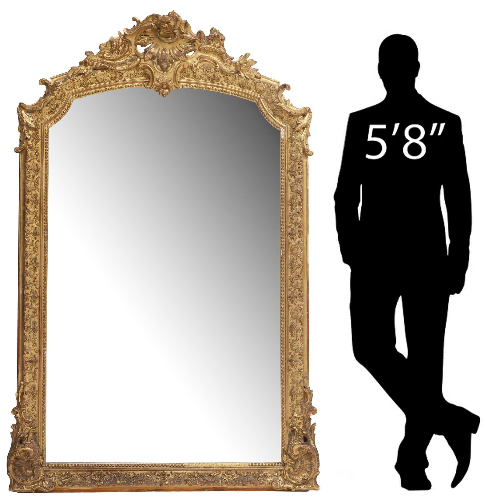 FRENCH LOUIS XV STYLE GILT-PAINTED MIRROR, 71"H (1 of 4)