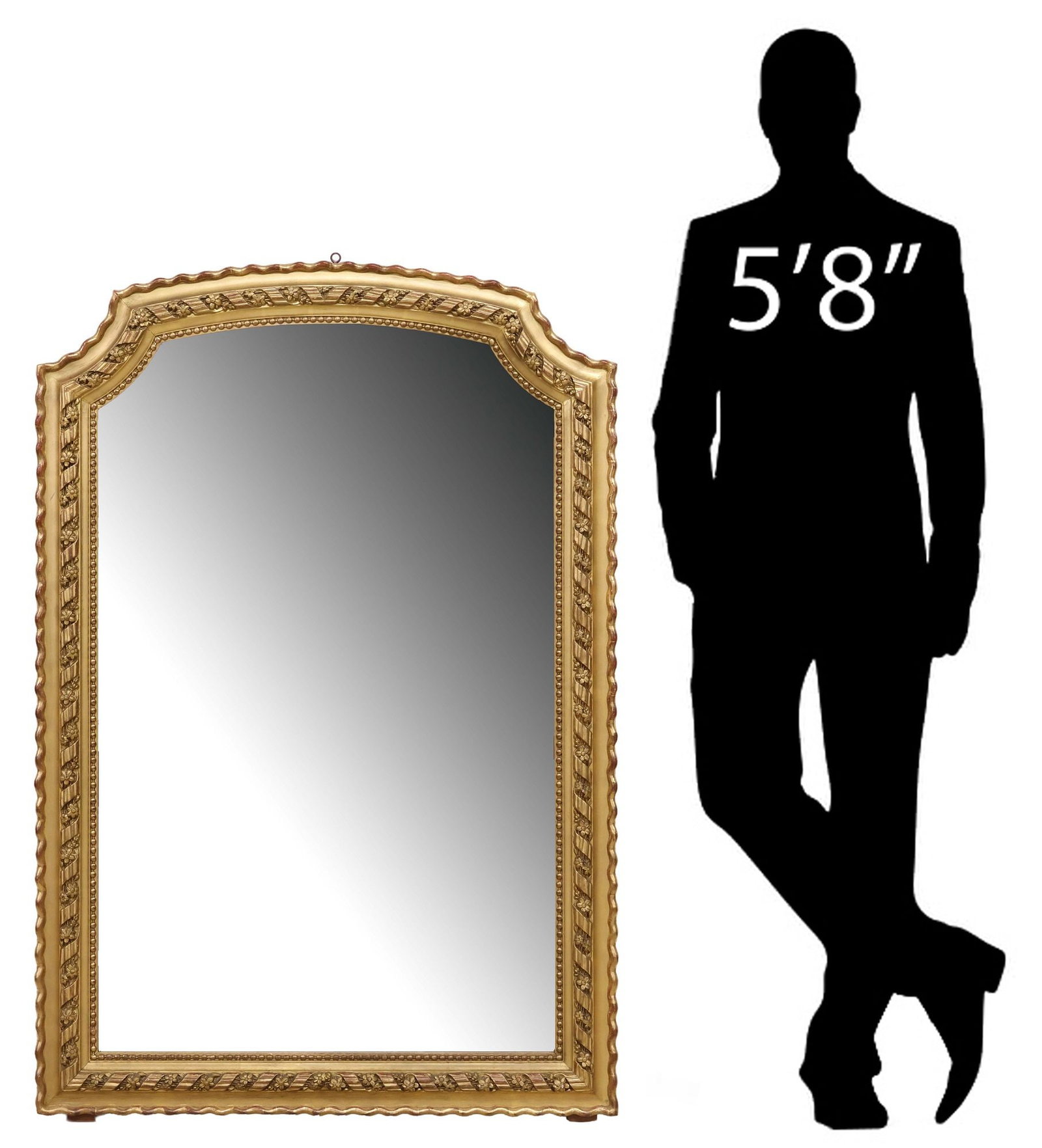 FRENCH LOUIS XVI STYLE FOLIATED GILTWOOD MIRROR, 52.5"H (1 of 4)