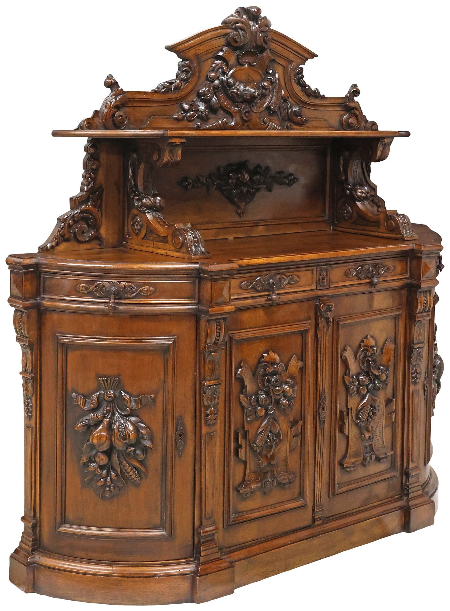 FRENCH HENRI II STYLE CARVED WALNUT 'HARVEST' SIDEBOARD (1 of 8)