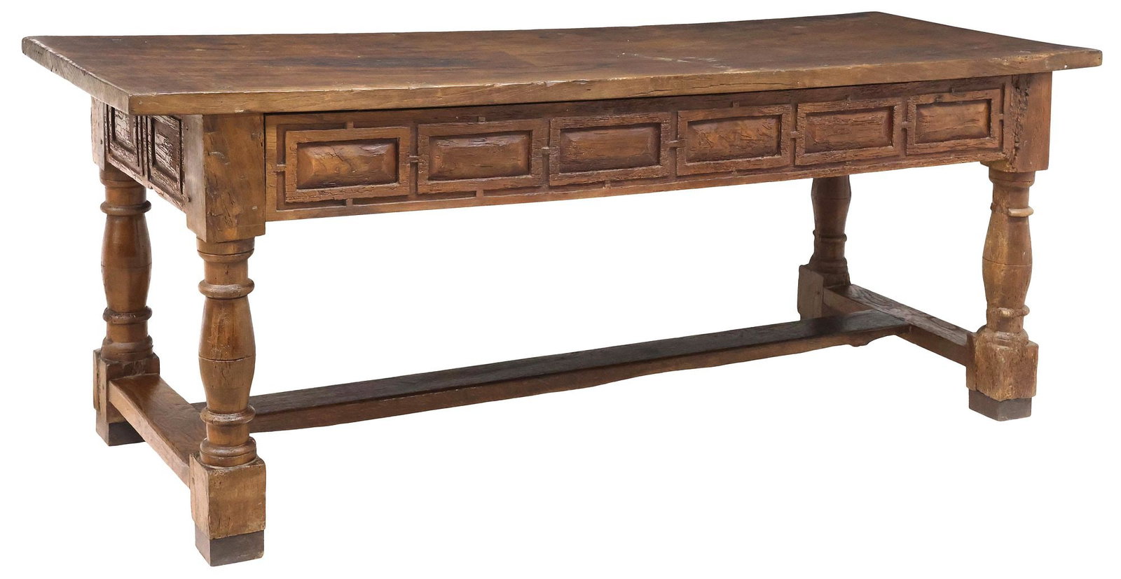 SPANISH BAROQUE PERIOD PANELED OAK LIBRARY TABLE, 17TH / 18TH C. (1 of 5)