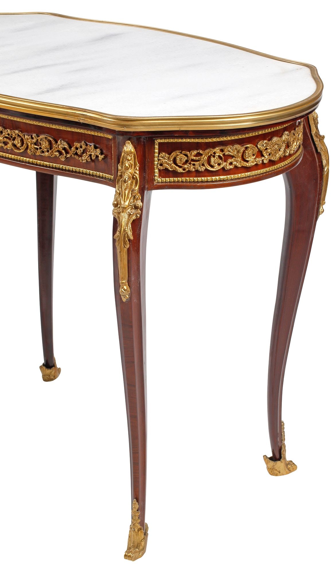 (2) LOUIS XV STYLE ORMOLU-MOUNTED MARBLE-TOP SIDE TABLES - 2