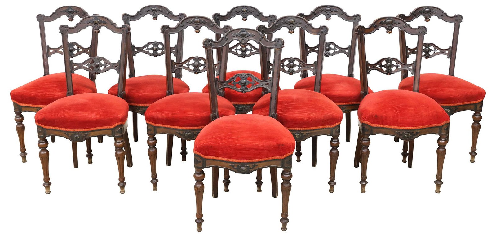 (10) VICTORIAN PERIOD PARCEL-EBONIZED & UPHOLSTERED PARLOR CHAIRS (1 of 3)