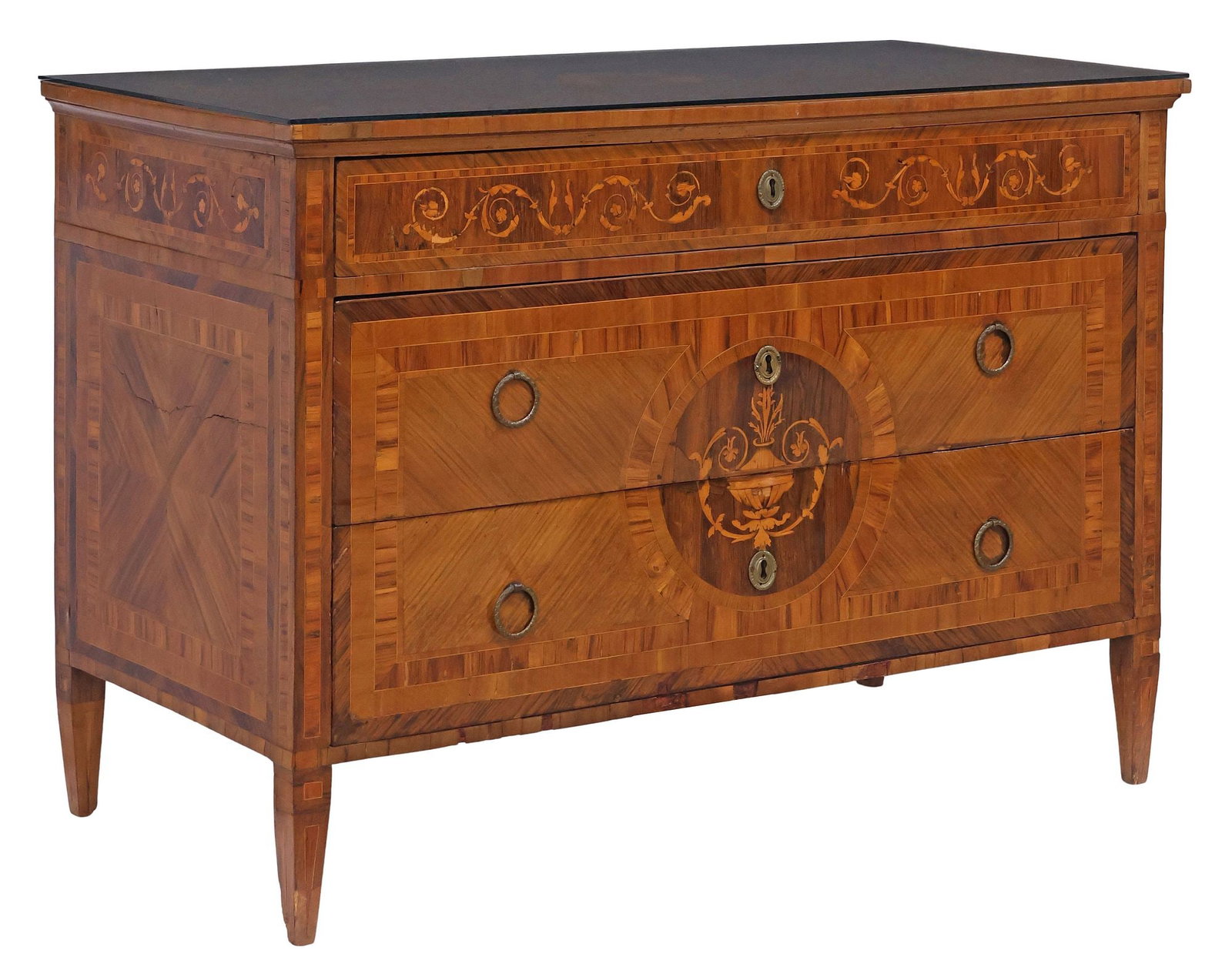 ITALIAN NEOCLASSICAL MAGGIOLINI STYLE MARQUETRY COMMODE, 18THC. (1 of 7)