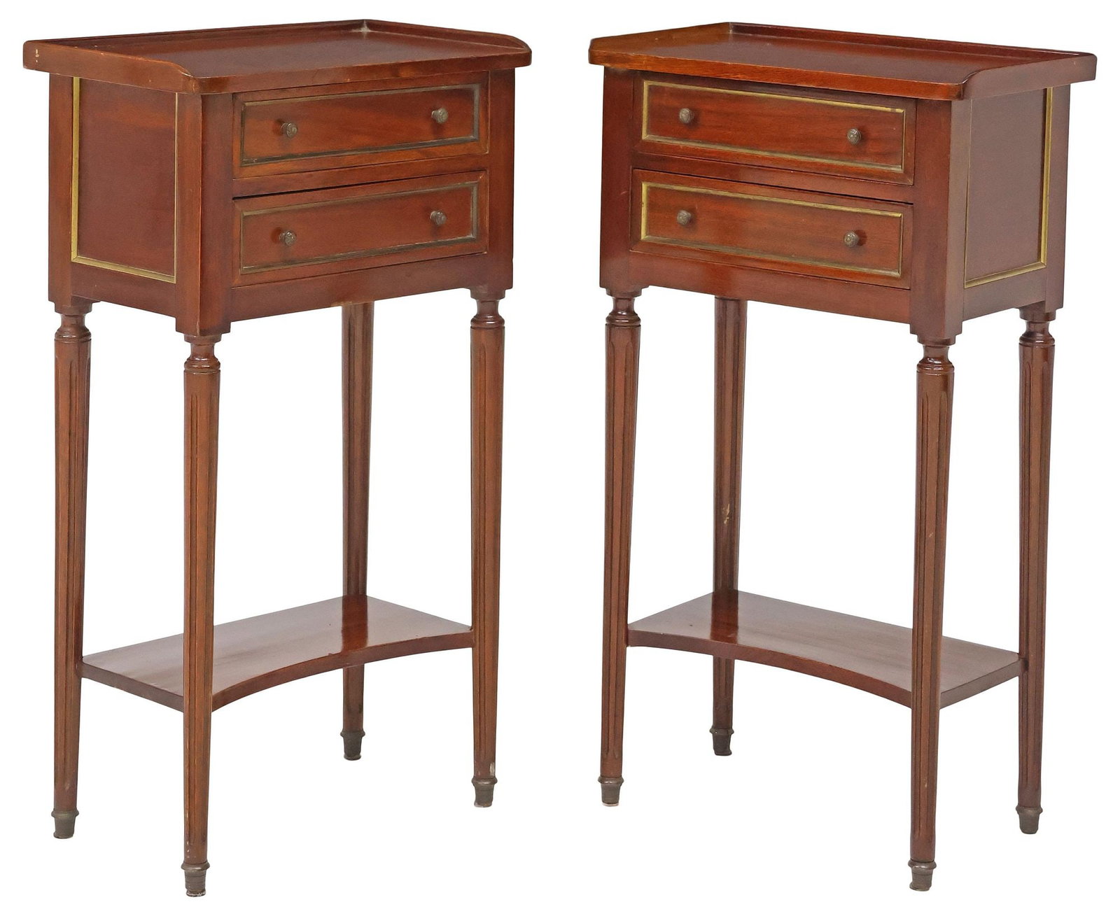 (2) FRENCH LOUIS XVI STYLE MAHOGANY 2-DRAWER NIGHTSTANDS (1 of 5)