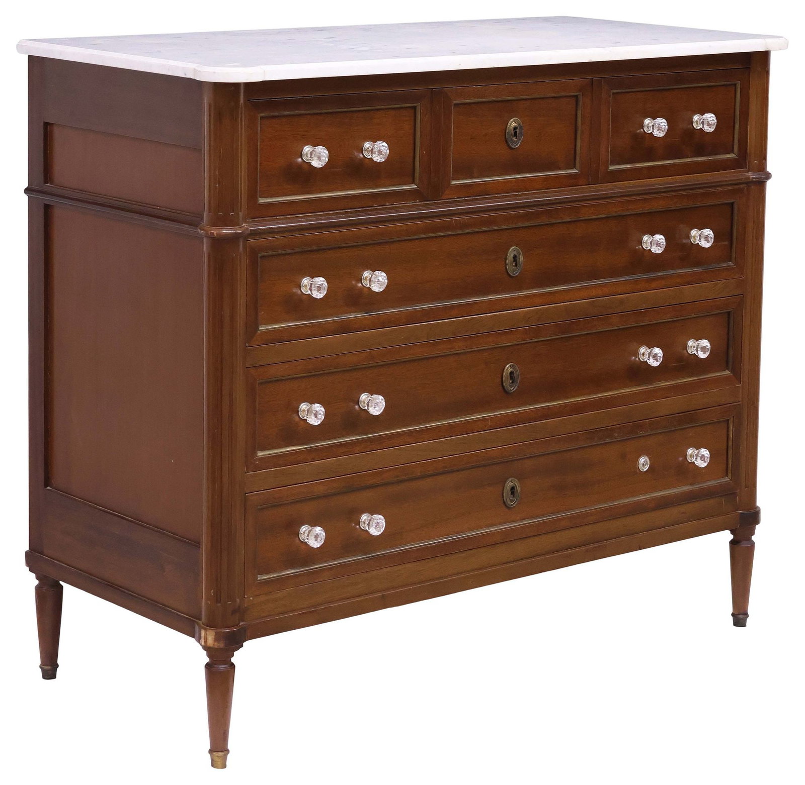 FRENCH LOUIS XVI STYLE MARBLE-TOP MAHOGANY SECRETARY COMMODE (1 of 6)
