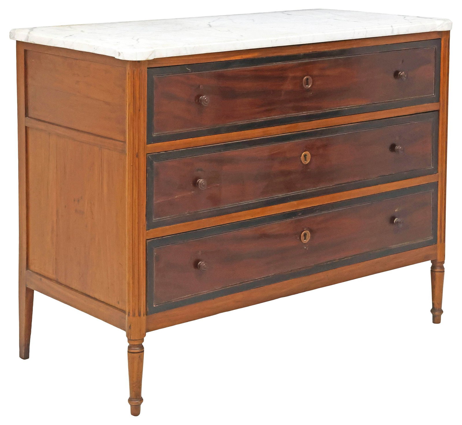 LOUIS XVI STYLE MARBLE-TOP MAHOGANY COMMODE (1 of 5)