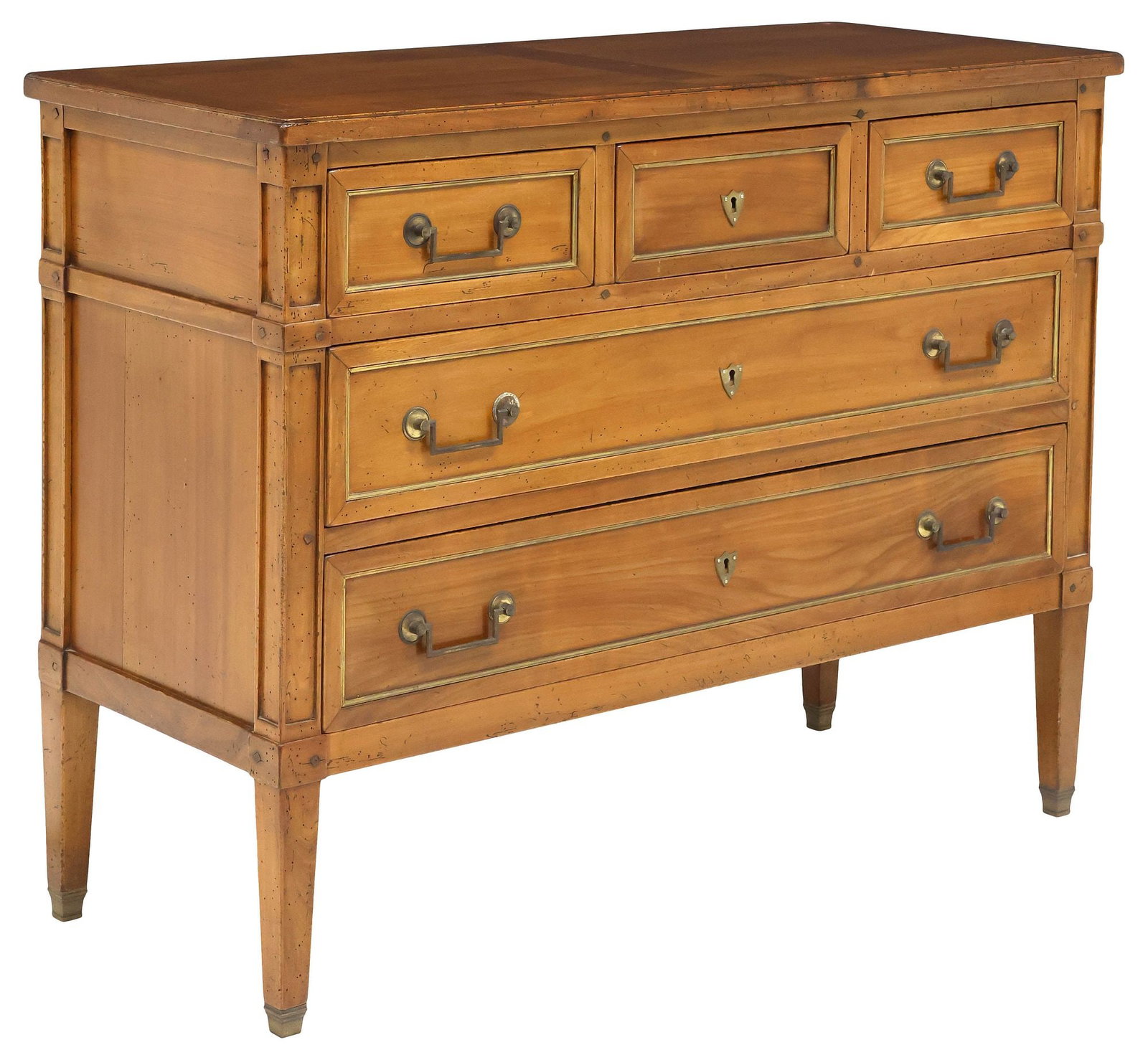 FRENCH LOUIS XVI STYLE WALNUT 5-DRAWER COMMODE (1 of 5)