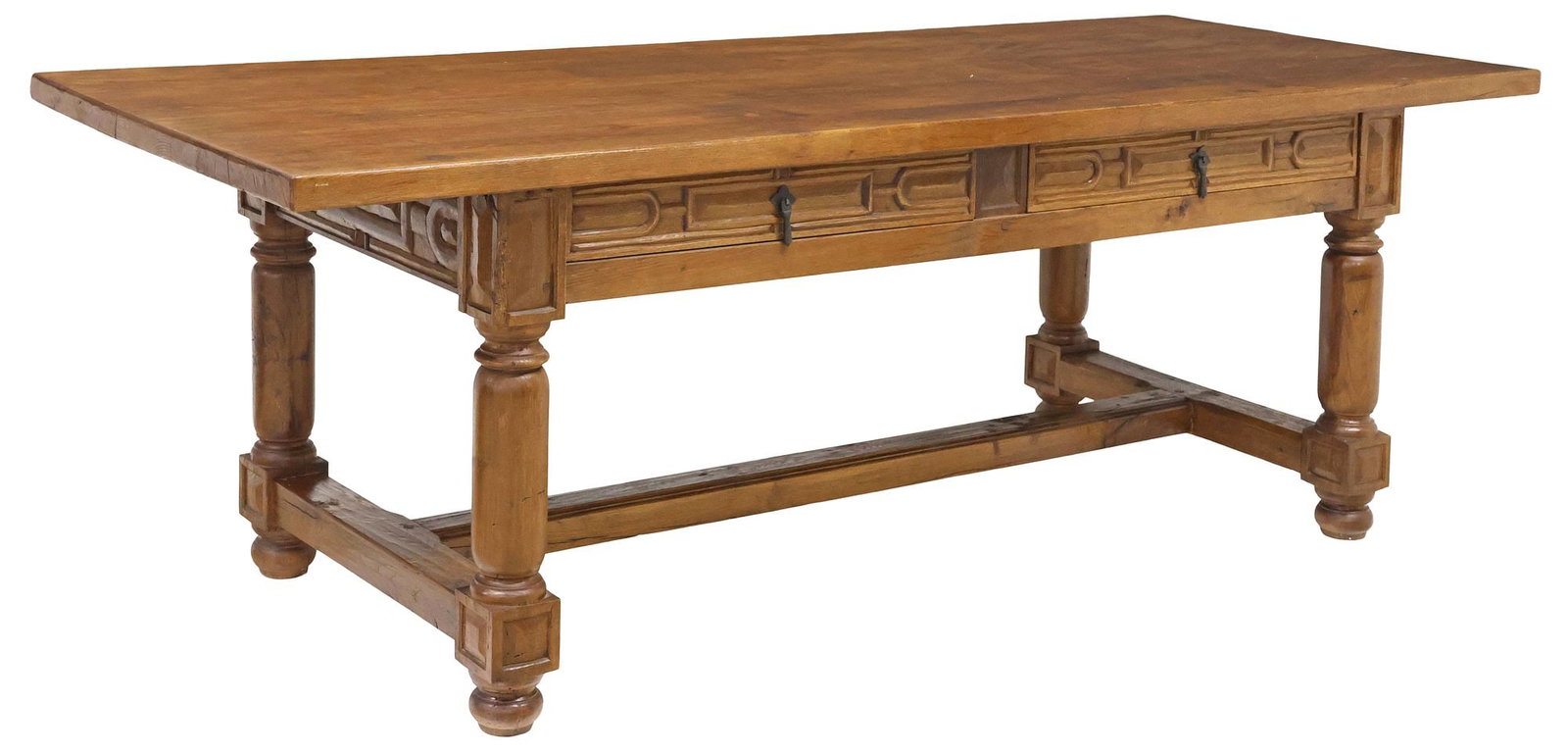 SPANISH BAROQUE STYLE OAK 2-DRAWER LIBRARY TABLE (1 of 5)