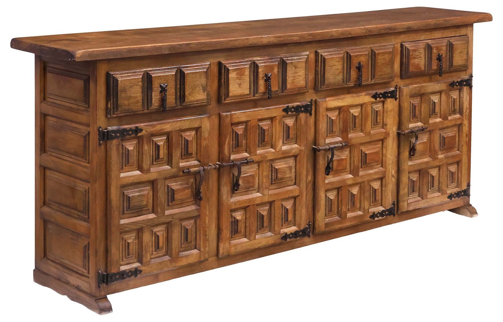 SPANISH BAROQUE STYLE CARVED WALNUT PANELED SIDEBOARD (1 of 6)