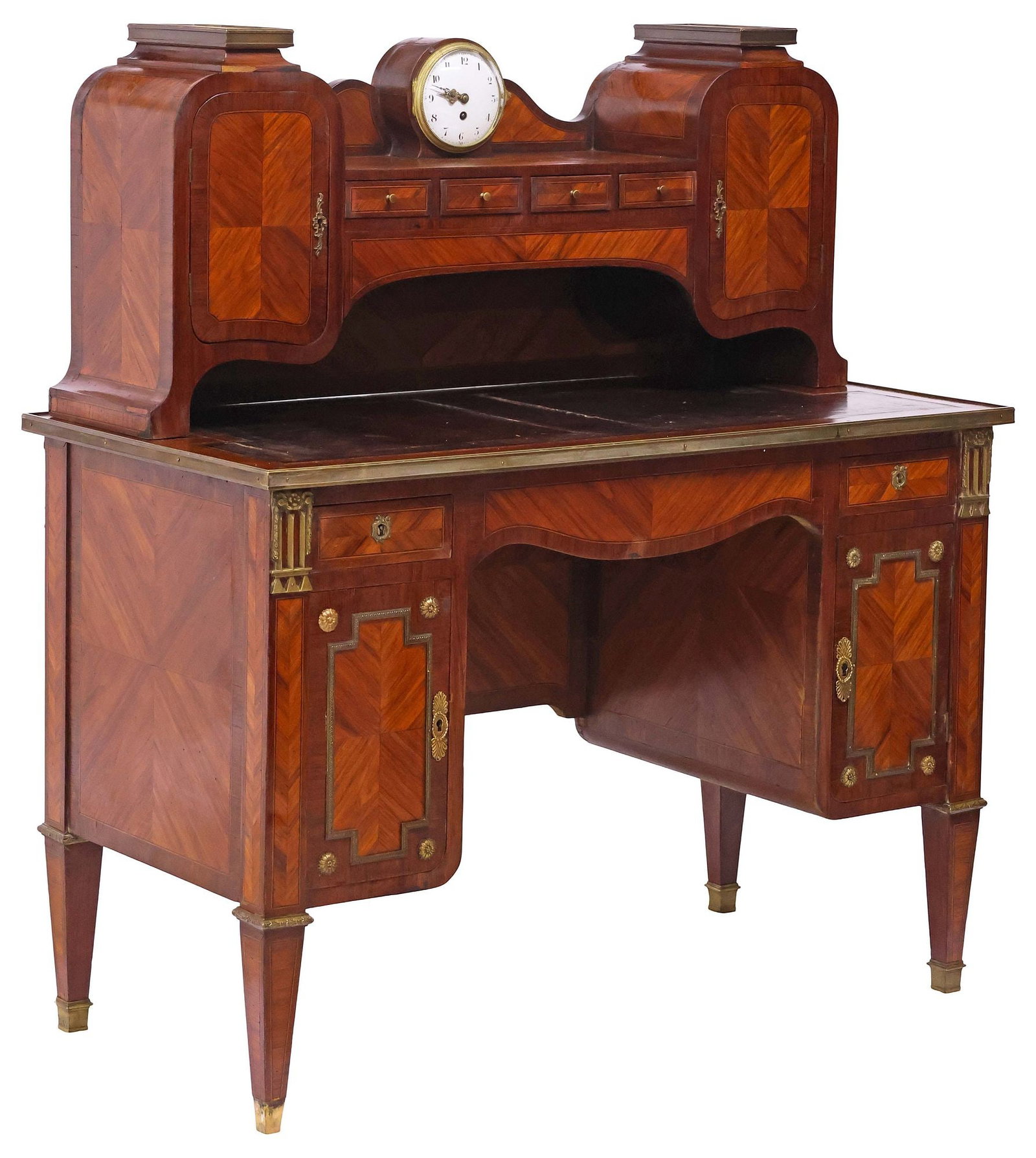 LOUIS XVI STYLE LEATHER-TOP & INLAID MAHOGANY LADIES WRITING DESK (1 of 7)
