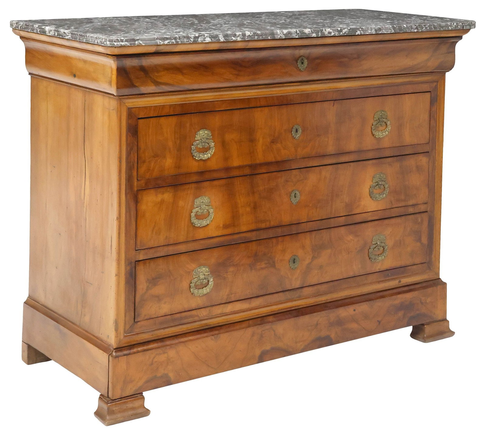 FRENCH LOUIS PHILLIPE MARBLE-TOP WALNUT COMMODE (1 of 6)