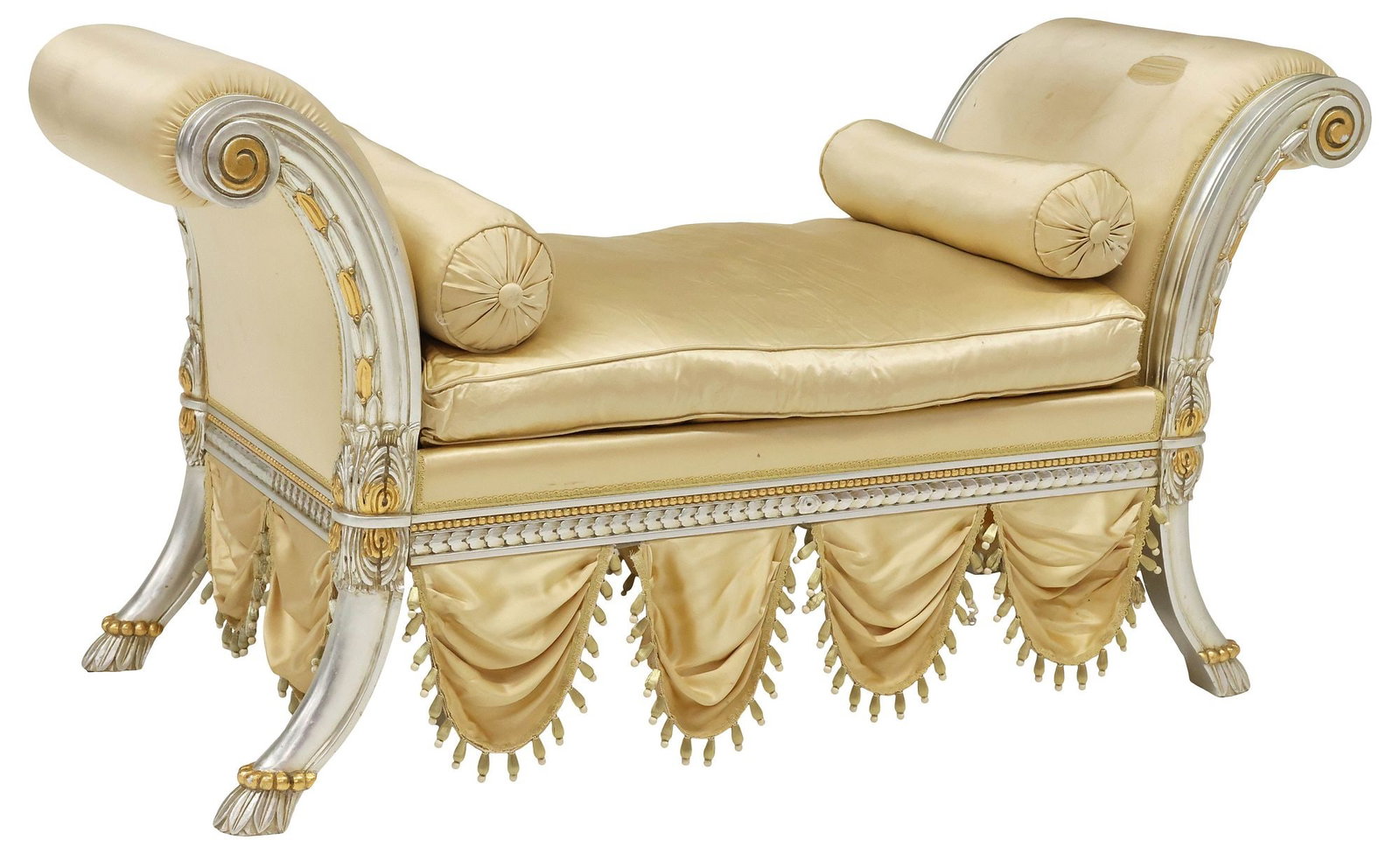 ITALIAN ROCOCO STYLE SILVER-GILT WINDOW / END OF BED BENCH (1 of 5)