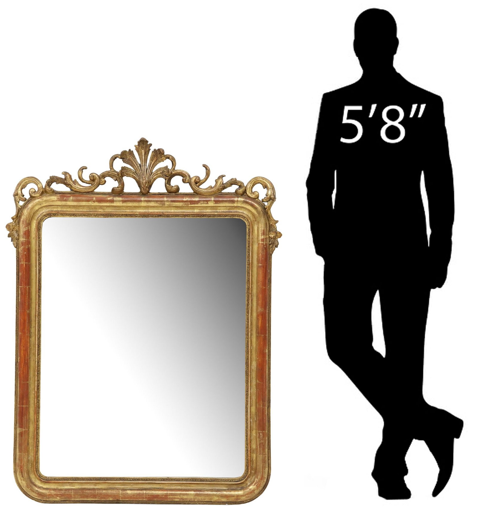 FRENCH LOUIS PHILIPPE PERIOD GILTWOOD MIRROR, 48.25"H (1 of 4)