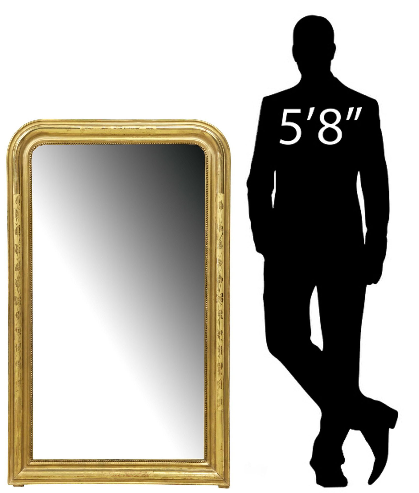 FRENCH LOUIS PHILIPPE PERIOD INCISED GILTWOOD MIRROR, 55.75"H (1 of 4)