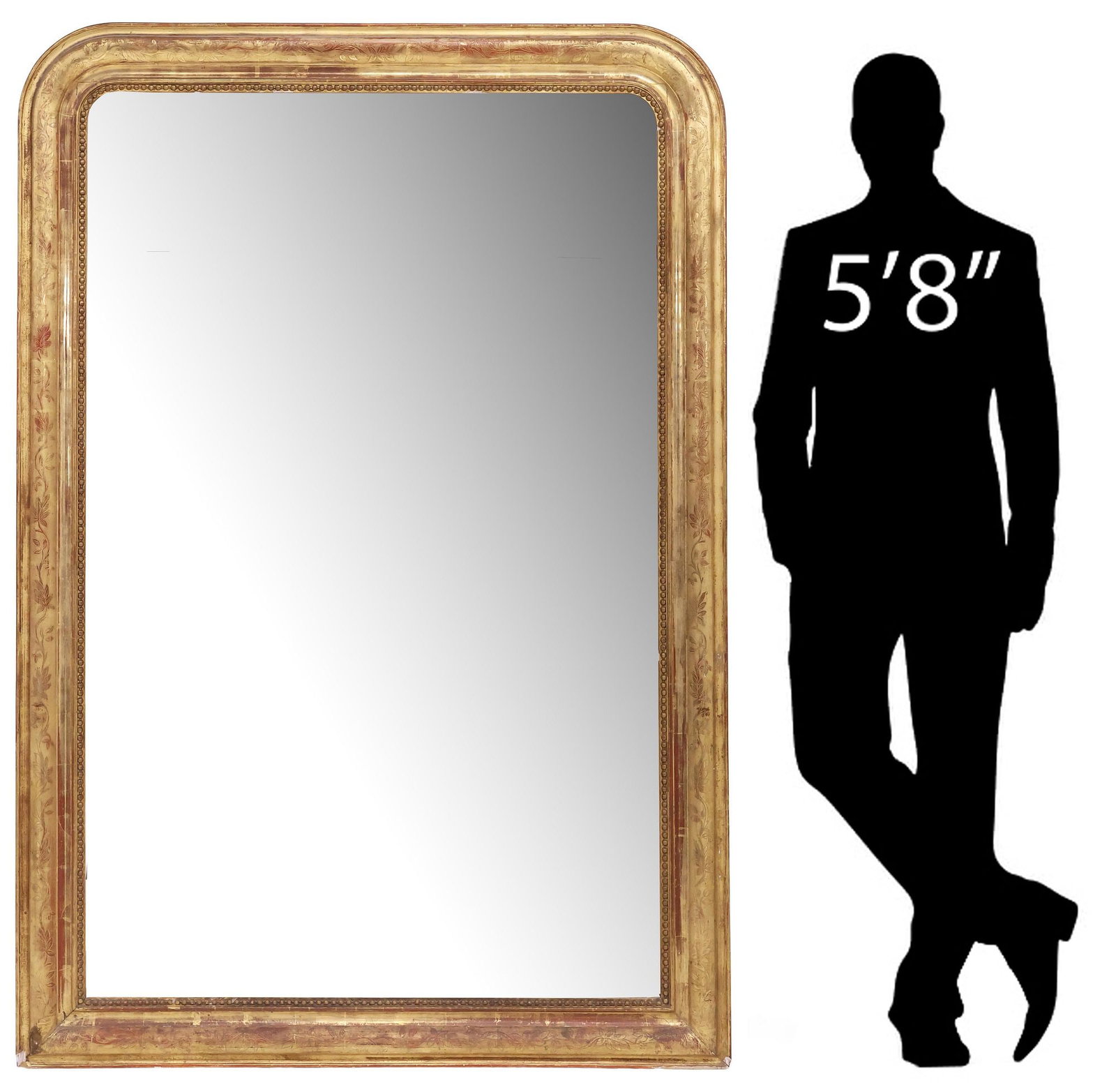LARGE FRENCH LOUIS PHILIPPE PERIOD GILTWOOD MIRROR, 70" X 48" (1 of 4)