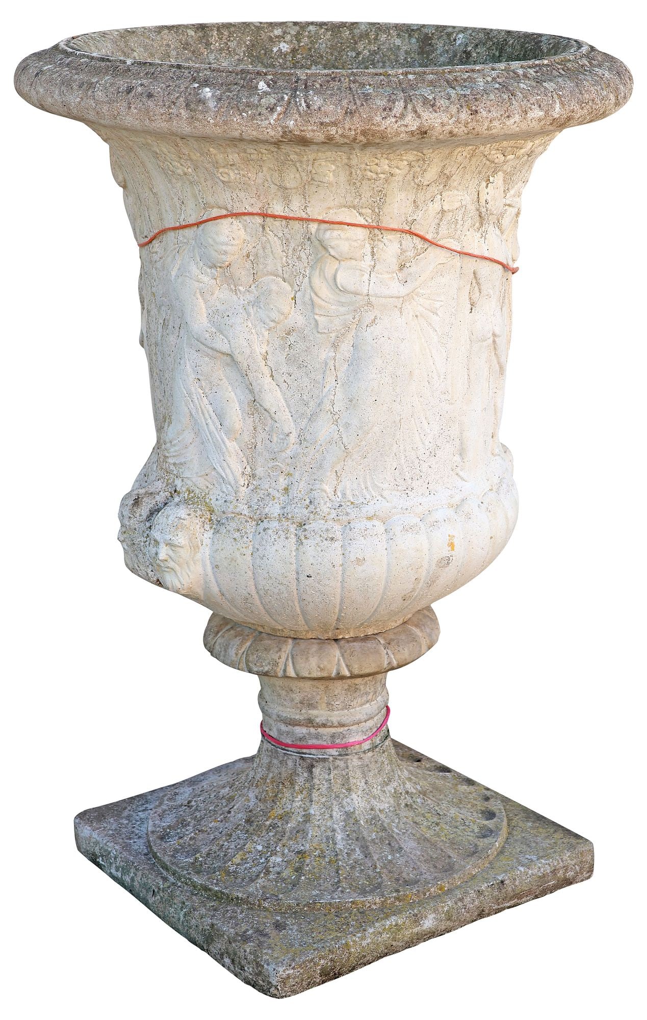 LARGE NEOCLASSICAL STYLE CAST STONE 'MEDICI' GARDEN URN, 38"H (1 of 5)