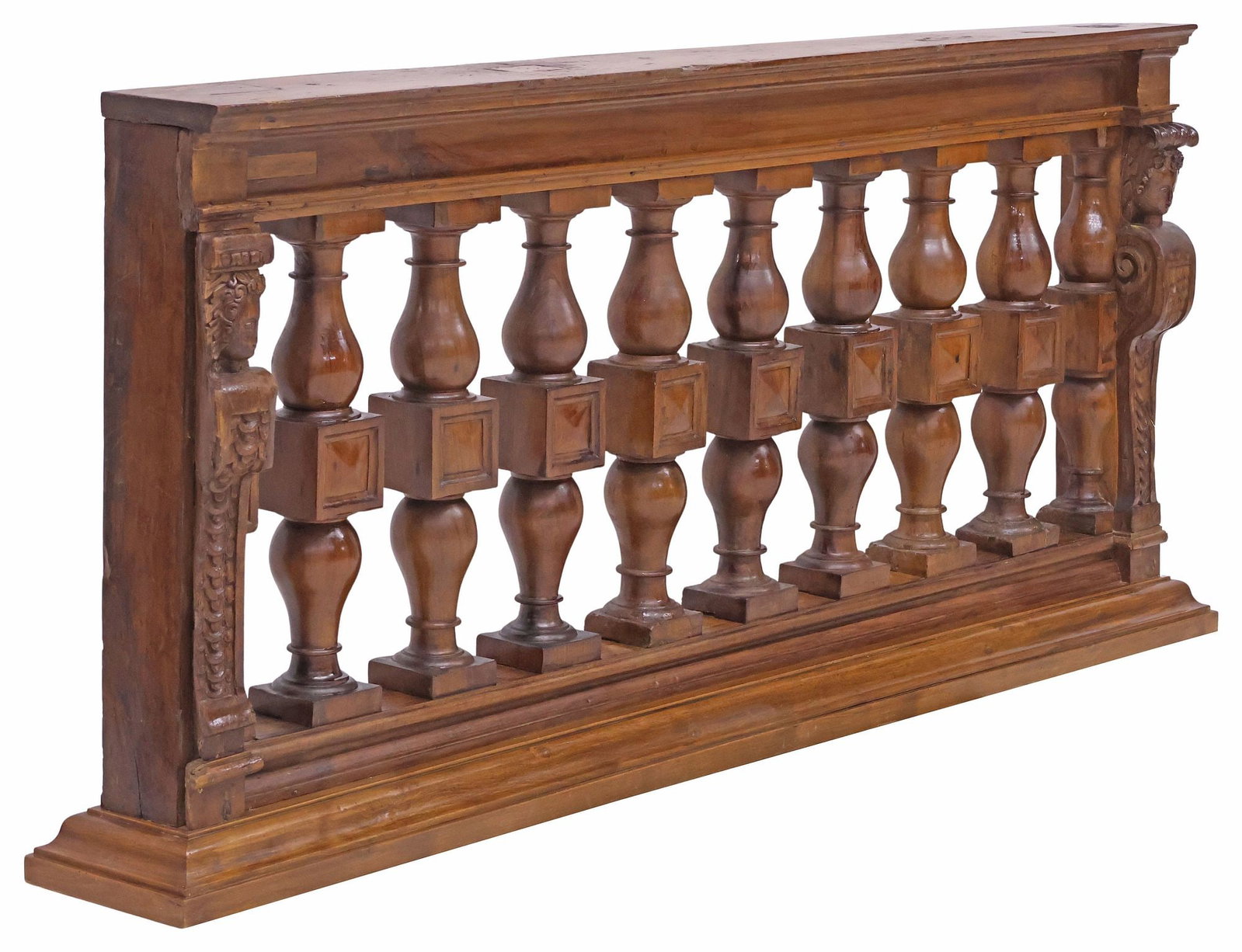 ITALIAN CARVED WALNUT ARCHITECTURAL BALUSTRADE, 19TH C. (1 of 7)