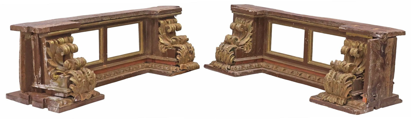 (2) SPANISH BAROQUE STYLE PARCEL-GILT ARCHITECTURAL ALTAR ELEMENTS (1 of 5)