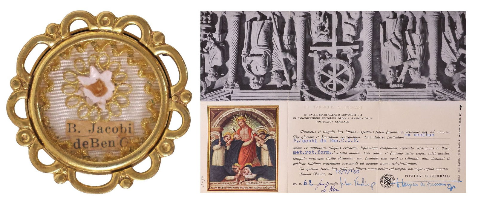1ST-CLASS RELIC OF ST. JAMES BIANCONI OF BEVAGNA IN THECA RELIQUARY WITH COA (1 of 10)