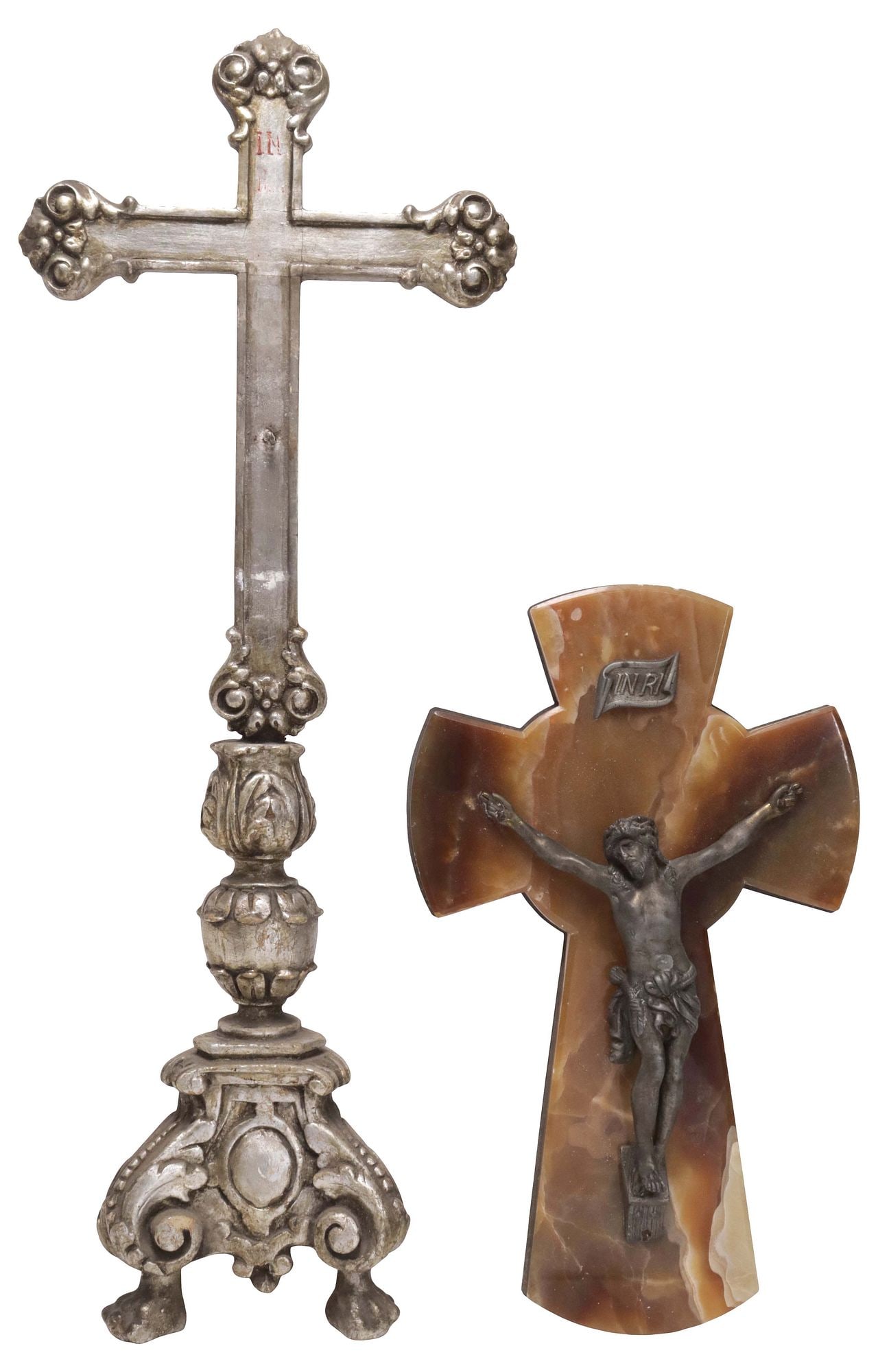 (2) SPANISH ECCLESIASTICAL SILVER-GILT ALTAR CROSS & ONYX CRUCIFIX (1 of 5)