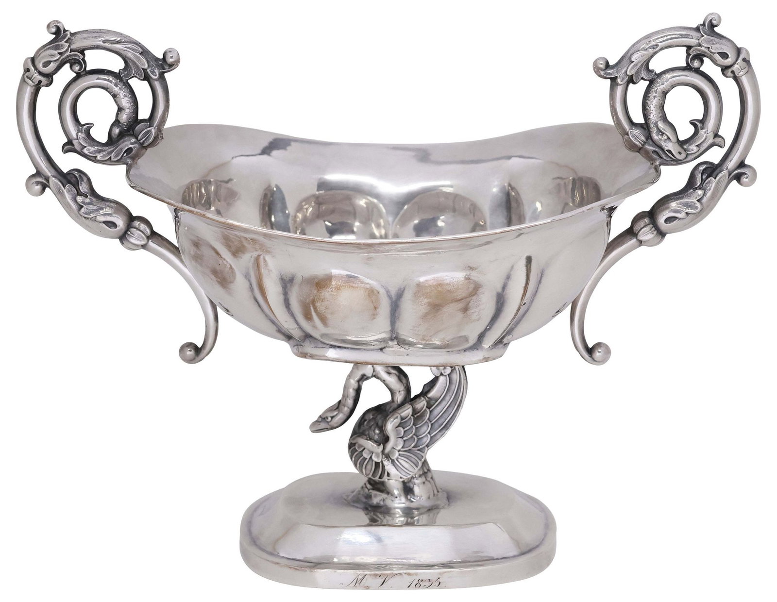GERMAN ALTENBURG .750 SILVER FIGURAL SWAN FOOTED BOWL (1 of 5)