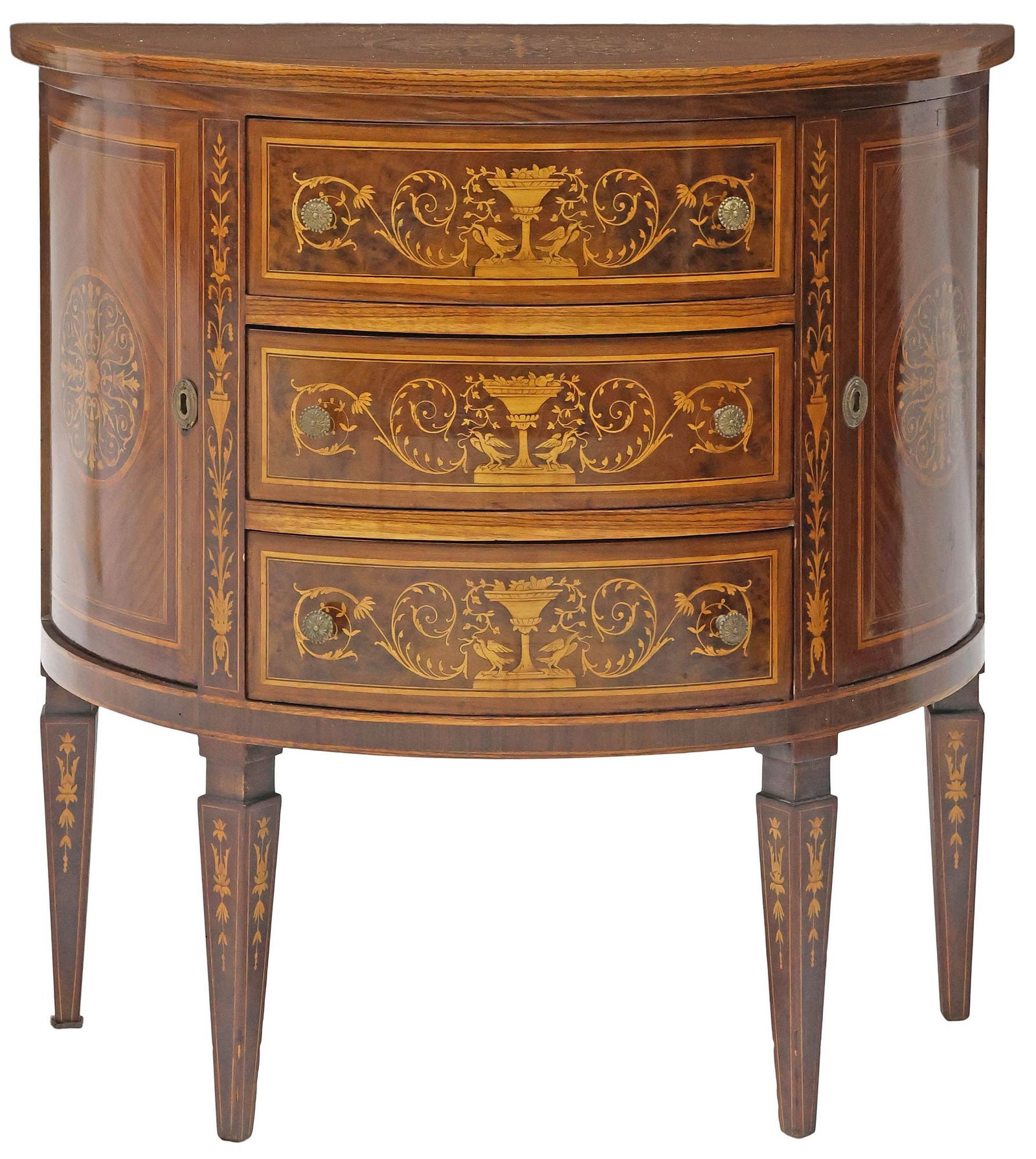 ITALIAN NEOCLASSICAL MAGGIOLINI STYLE MARQUETRY DEMILUNE SERVER (1 of 5)