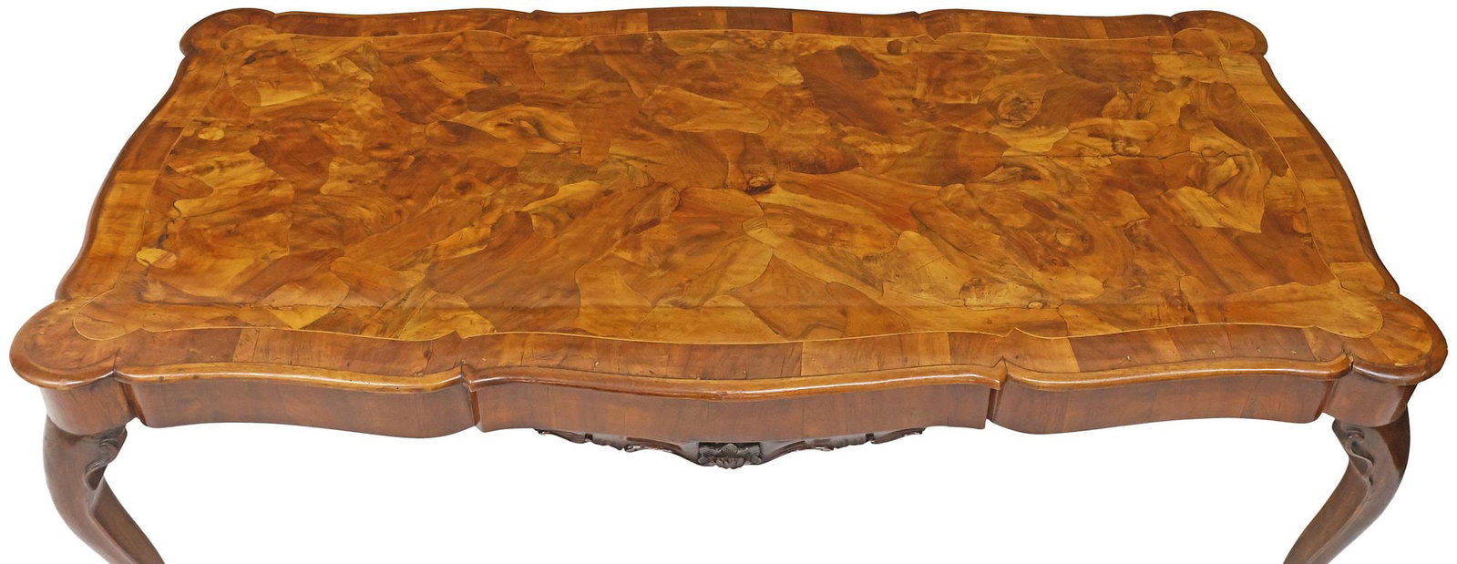 VENETIAN LOUIS XV STYLE WALNUT PATCHWORK DINING TABLE, 79"L - 3