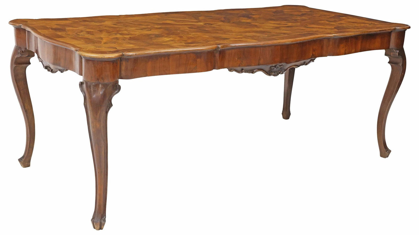 VENETIAN LOUIS XV STYLE WALNUT PATCHWORK DINING TABLE, 79"L - 6