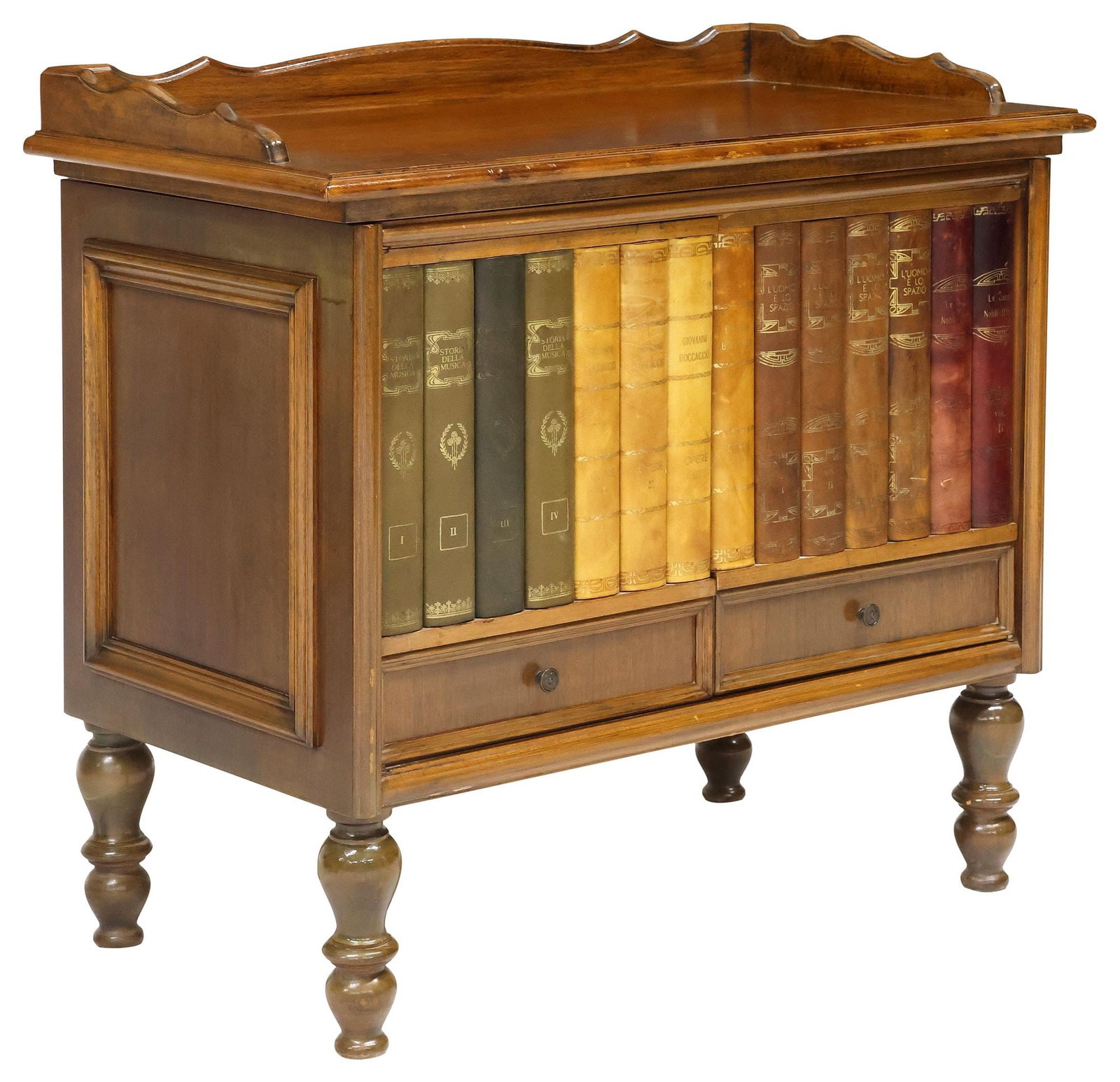 ITALIAN LEATHER-BOUND FAUX BOOK HALL BENCH / LOW CABINET (1 of 6)