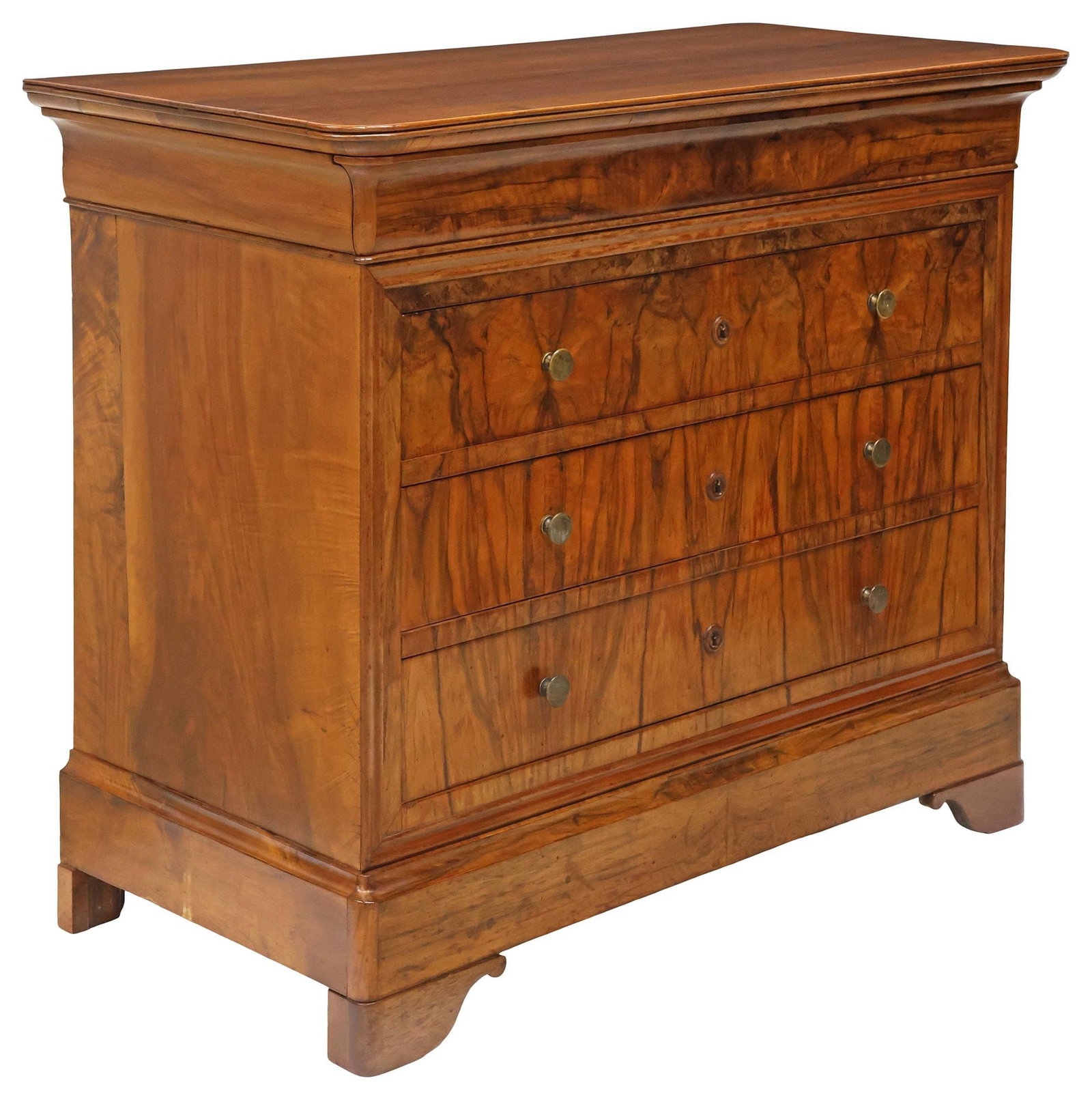 FRENCH LOUIS PHILIPPE PERIOD FIGURED WALNUT 4-DRAWER COMMODE (1 of 5)
