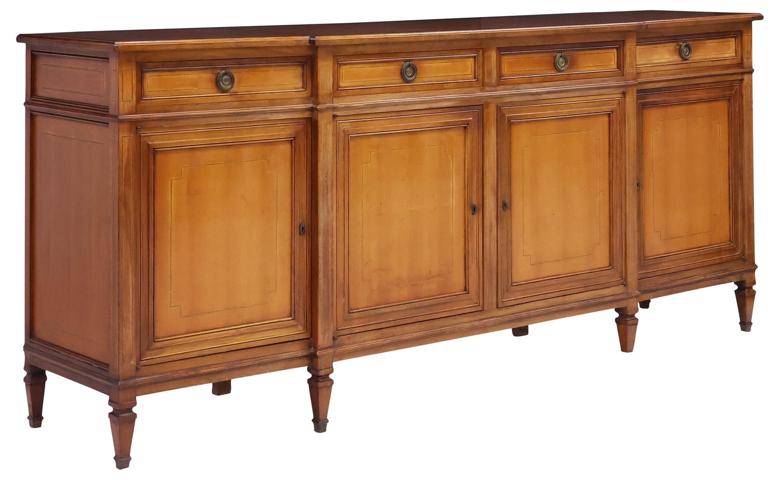 FRENCH DIRECTOIRE STYLE INLAID MAHOGANY BREAKFRONT SIDEBOARD (1 of 6)