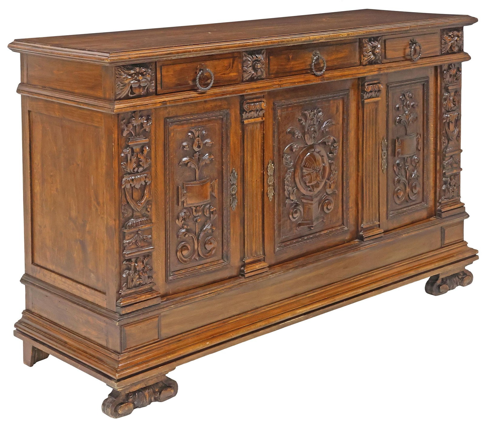 ITALIAN RENAISSANCE REVIVAL CARVED WALNUT SIDEBOARD (1 of 7)
