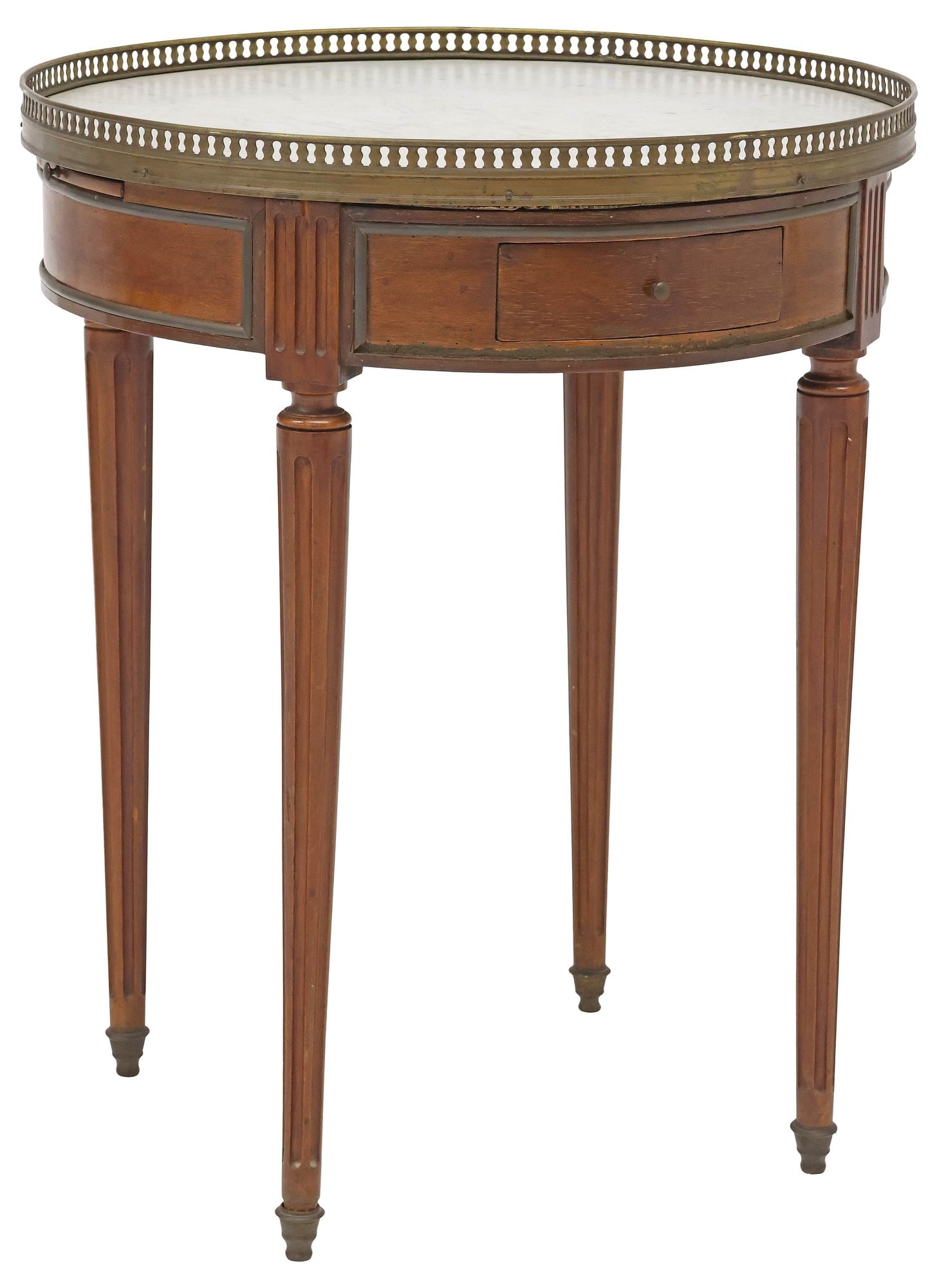 FRENCH LOUIS XVI STYLE MARBLE-INSET MAHOGANY BOUILLOTTE TABLE (1 of 5)