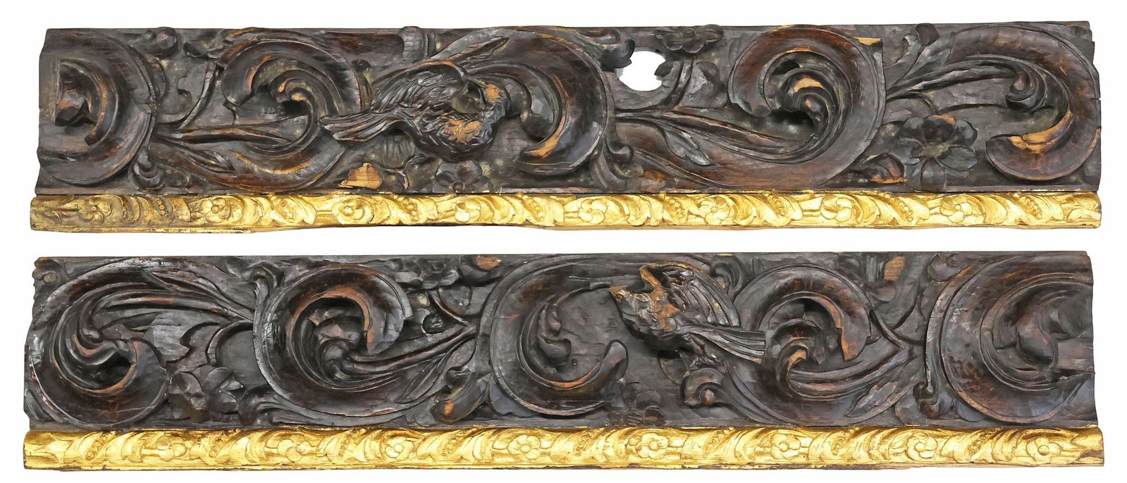 (2) SPANISH BAROQUE STYLE PARCEL-GILT CARVED ARCHITECTURAL TRIM ELEMENTS (1 of 4)