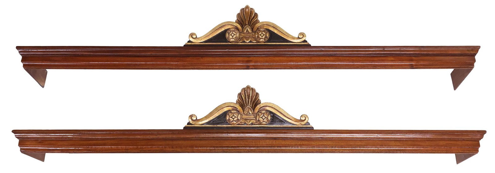 (2) NEOCLASSICAL STYLE ARCHITECTURAL PARCEL-GILT MAHOGANY CORNICES (1 of 3)