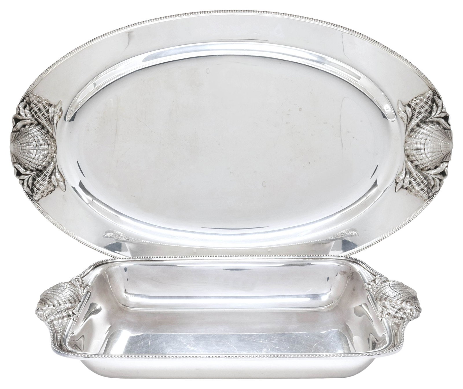 (2) PORTUGUESE CAZENOVIA ABROAD BY TOPAZIO SILVERPLATE SEASHELL TRAY & DISH (1 of 6)